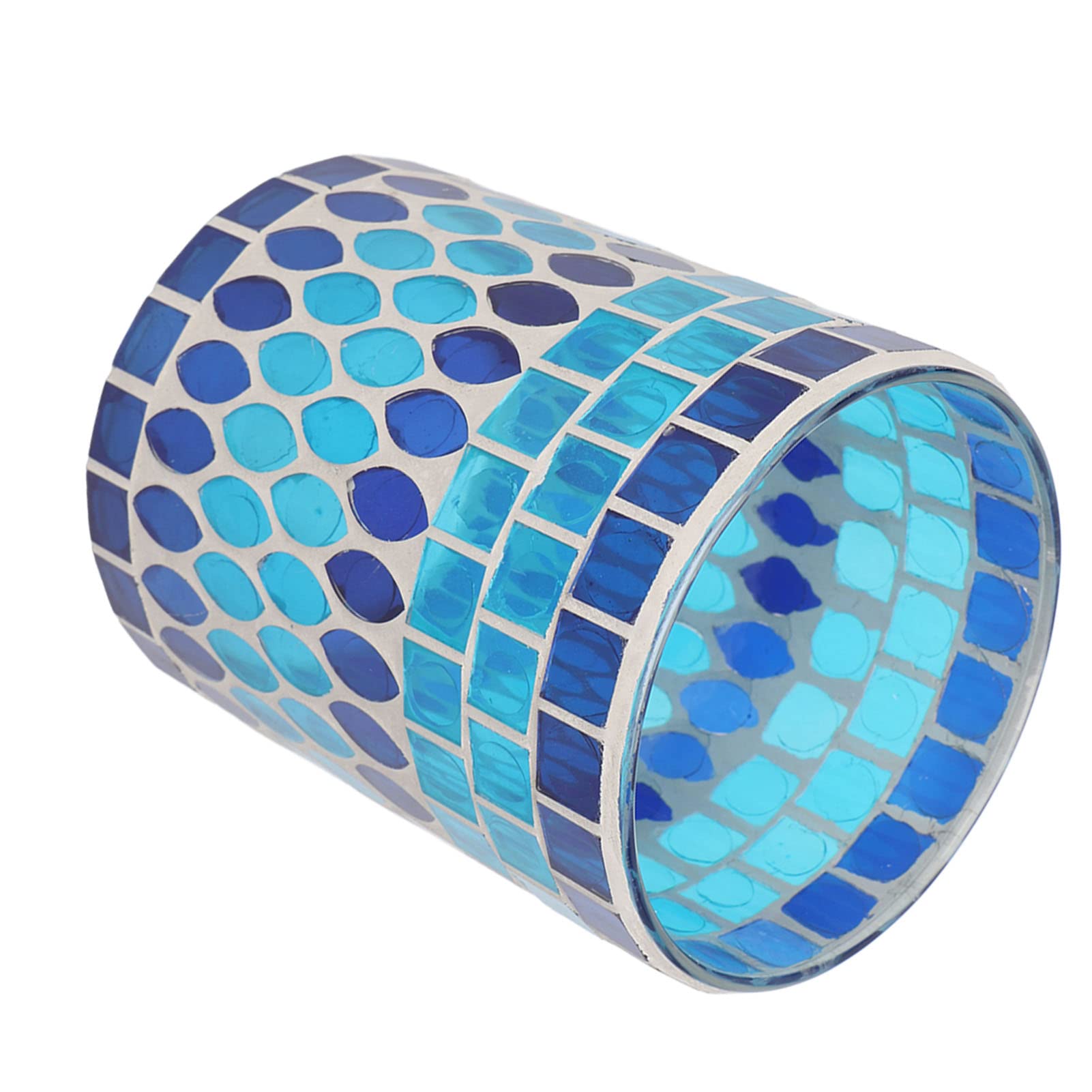Handmade Mosaic Glass Candle Holder - Blue Votive Tealight Holder for Home Decor, Wedding Centerpiece, Romantic Dinner Ambiance