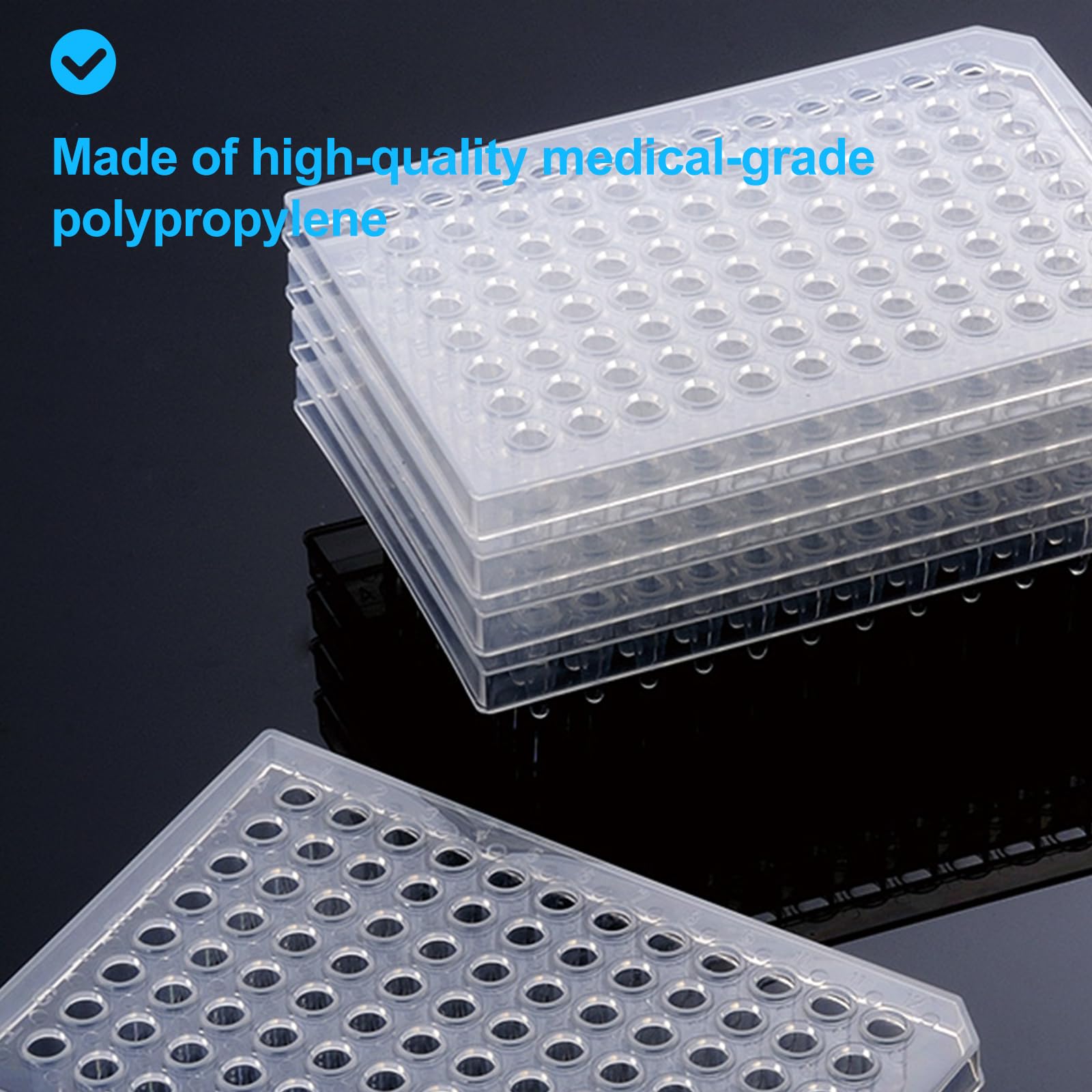 0.2ml 96-Well PCR Plates, Half-Skirted, Clear Polypropylene PCR Plate - 100 Plates Ultra-Thin Wall Tubes, DNase/RNase Free - Ideal for PCR, qPCR, DNA/RNA Amplification & Molecular Biology Research