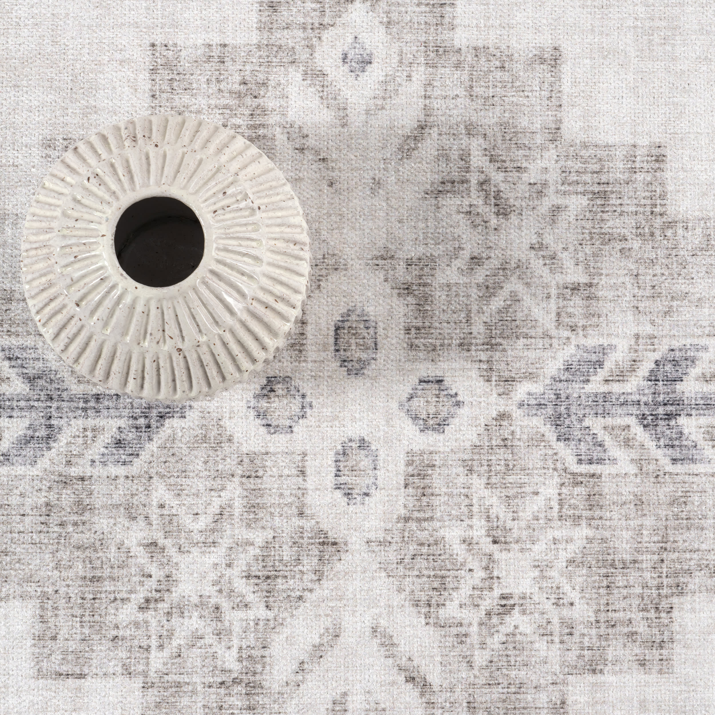 Agatha Fringed Medallion Washable Area Rug - Soft Grey Bohemian Decor for Living Room, Bedroom & Dorm
