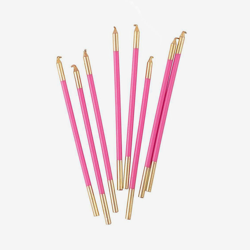 Caspari Birthday Slim Candles - Elegant & Slim Taper Candles for Birthday Cakes, Party Decorations & Special Celebrations