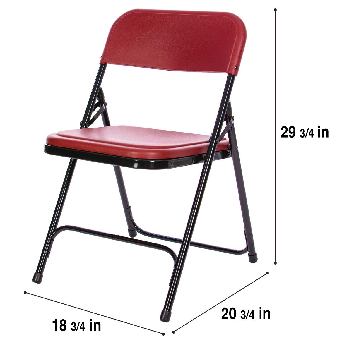 OEF Furnishings Premium Lightweight Plastic Folding Chair - Burgundy Red, Portable & Sturdy for Indoor/Outdoor Use - Perfect for Parties, Camping, Picnics & Events