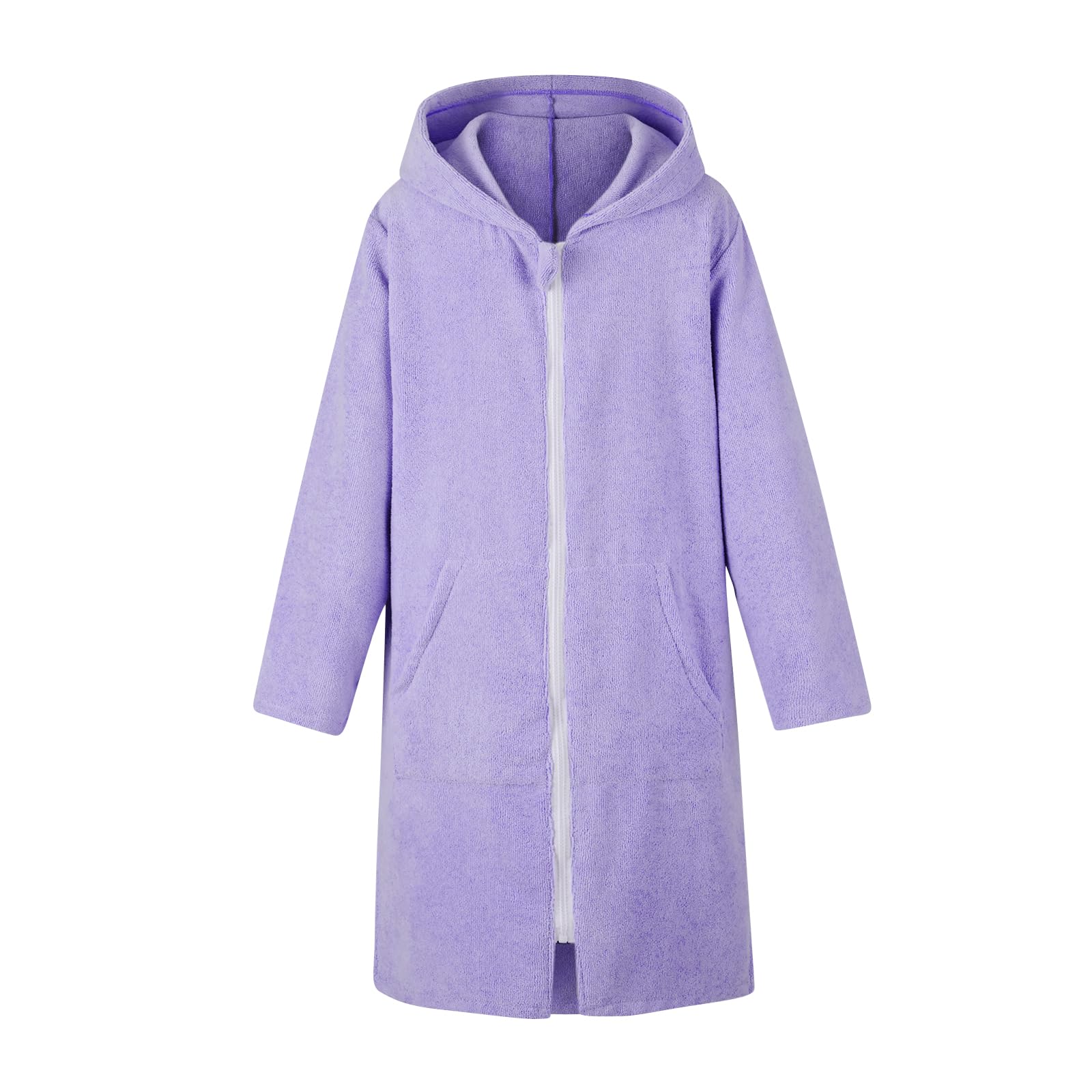 MissShorthair Kids Hooded Towel Robe with Zipper - Soft Beach Cover Up & Swim Changing Robe for Boys and Girls - Quick Dry Bath Towel Poncho for Pool, Beach & After Shower
