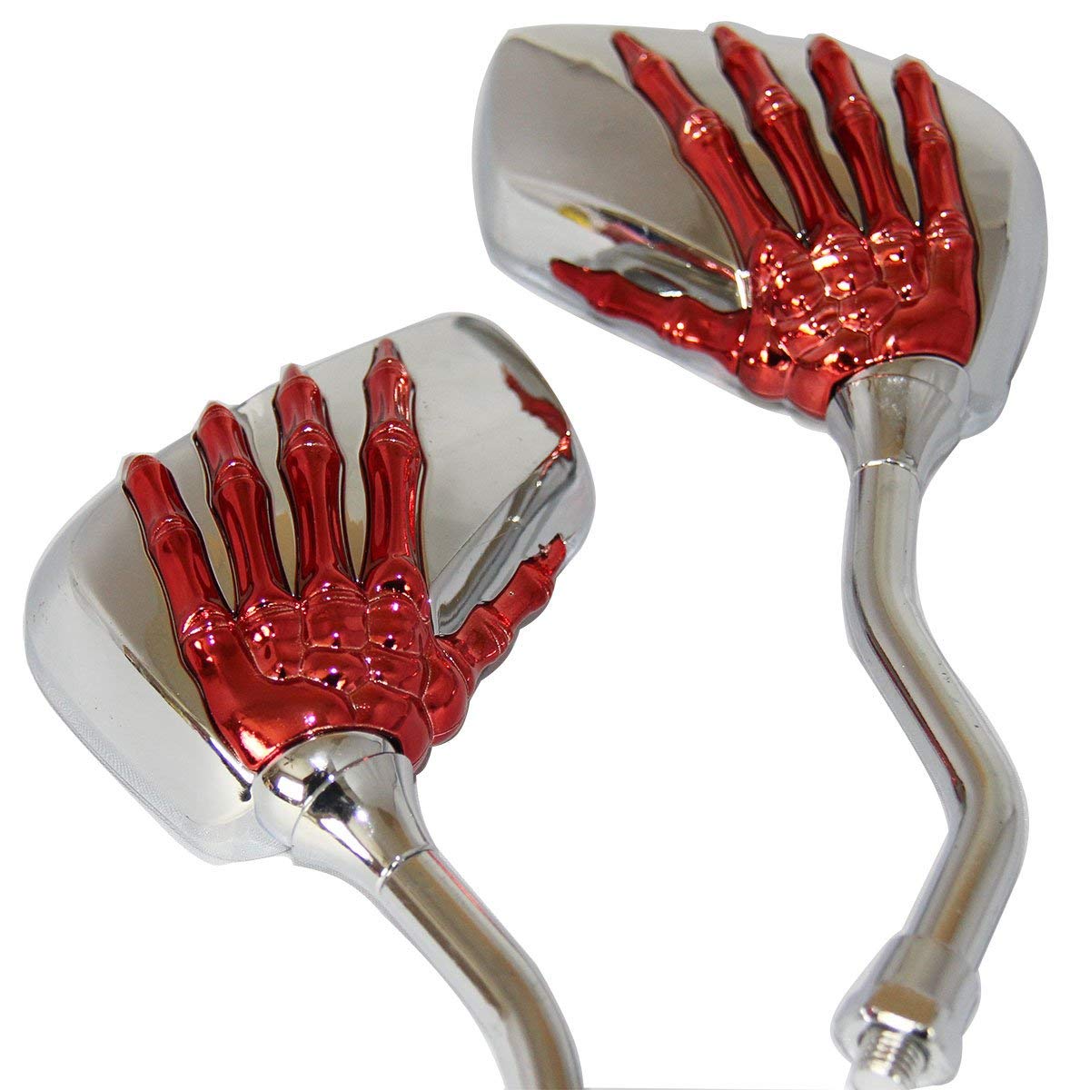 Red Skull Hand Rear View Mirrors for 2010 Honda Stateline 1300 VT1300CRA ABS - Custom Motorcycle Accessories for Cruiser Bikes & Safety Upgrades