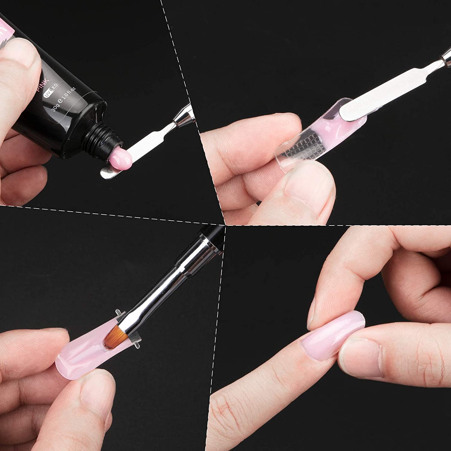 Dual-Ended Poly Gel Brush & Picker - 2-in-1 Nail Brush & Spatula Tool for Acrylic & Gel Nail Extensions | Stainless Steel Professional Nail Art Brush | Perfect for Salon & DIY Manicures at Home