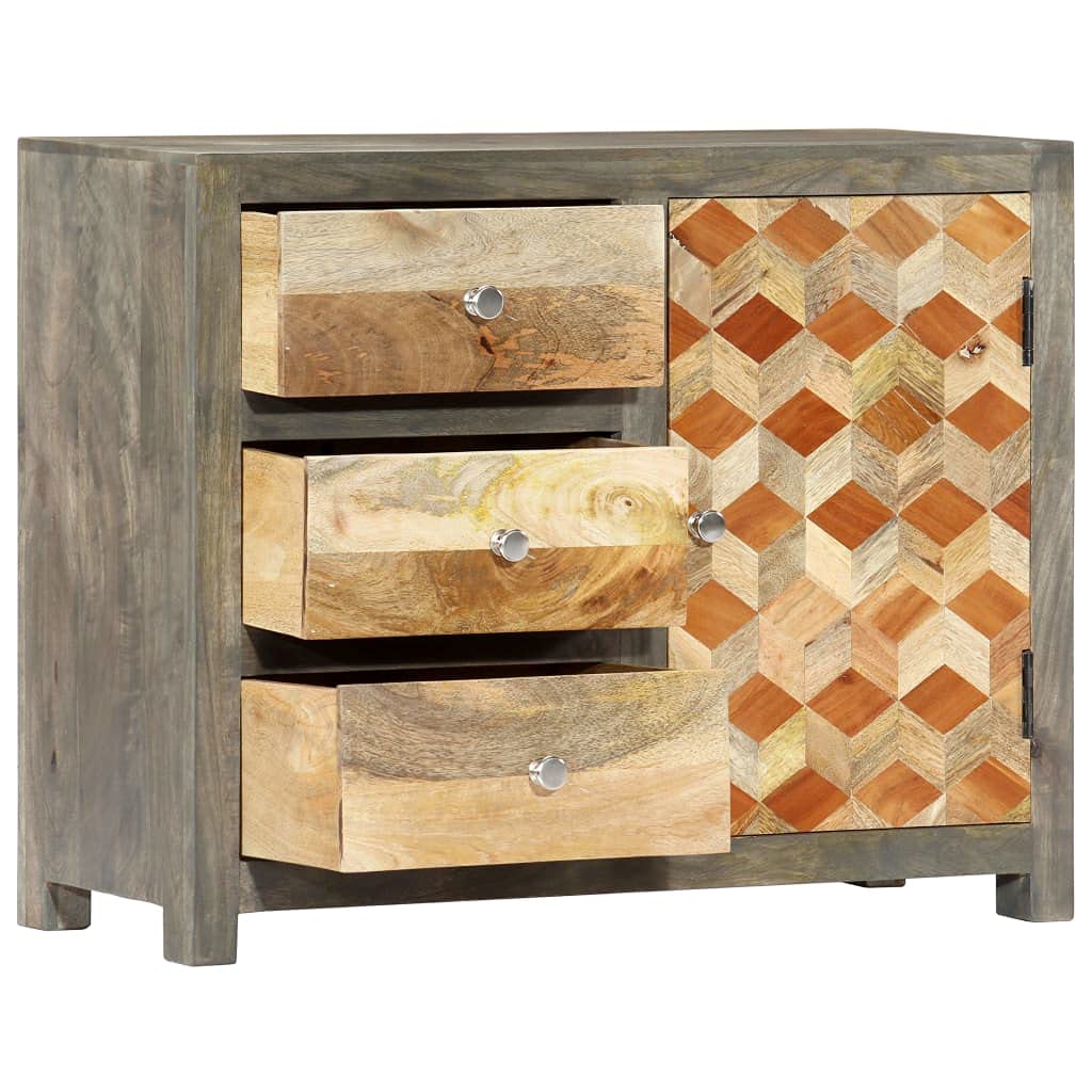 Modern Sideboard Cabinet - Solid Mango Wood Storage Unit with Drawers (29.5