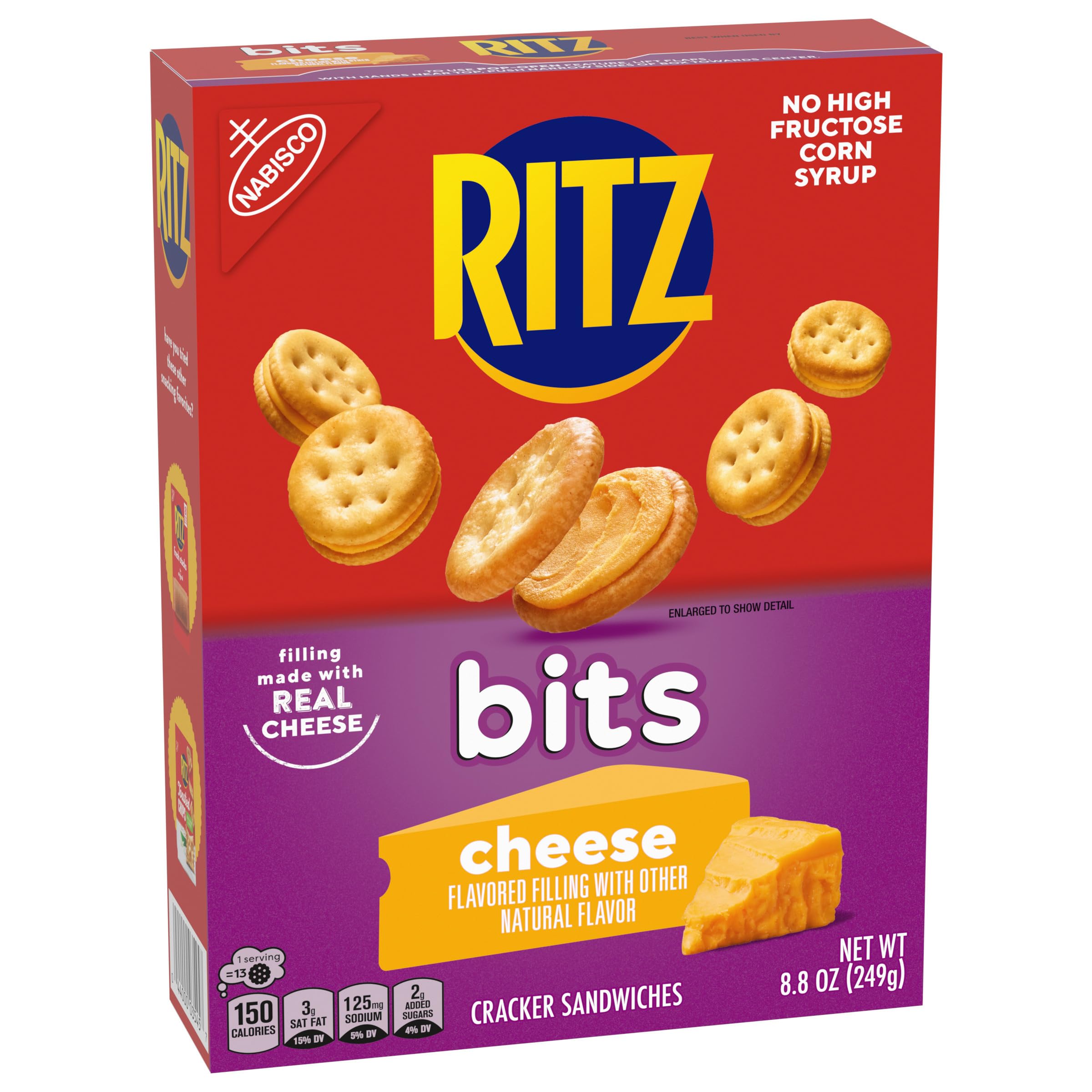 RITZ Bits Cheese Sandwich Crackers - Crunchy Snack for Kids & Adults - Perfect for Lunch Boxes, School, Office & Road Trips - 8.8 oz Pack