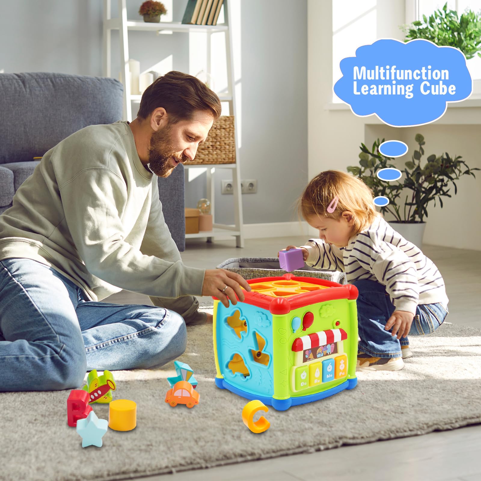 Best Musical Learning Activity Cube Toy for 1 Year Old Boys & Girls - Shape Sorter, Early Education Infant Toy for 6-18 Months - Perfect 1st Birthday & Christmas Gift for Toddlers (Ideal for Playtime, Sensory Development & Early Learning at Home)