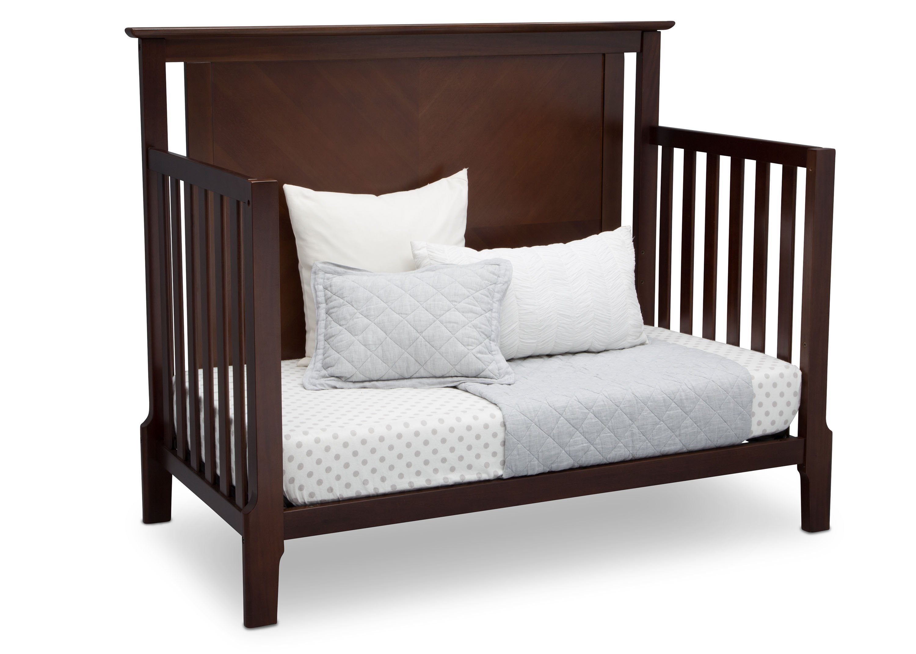 Mid Century Modern 4-in-1 Convertible Baby Crib - Toddler Bed, Daybed & Full Size Bed - Nursery Furniture for Boys & Girls - Perfect for Small Spaces & Modern Homes
