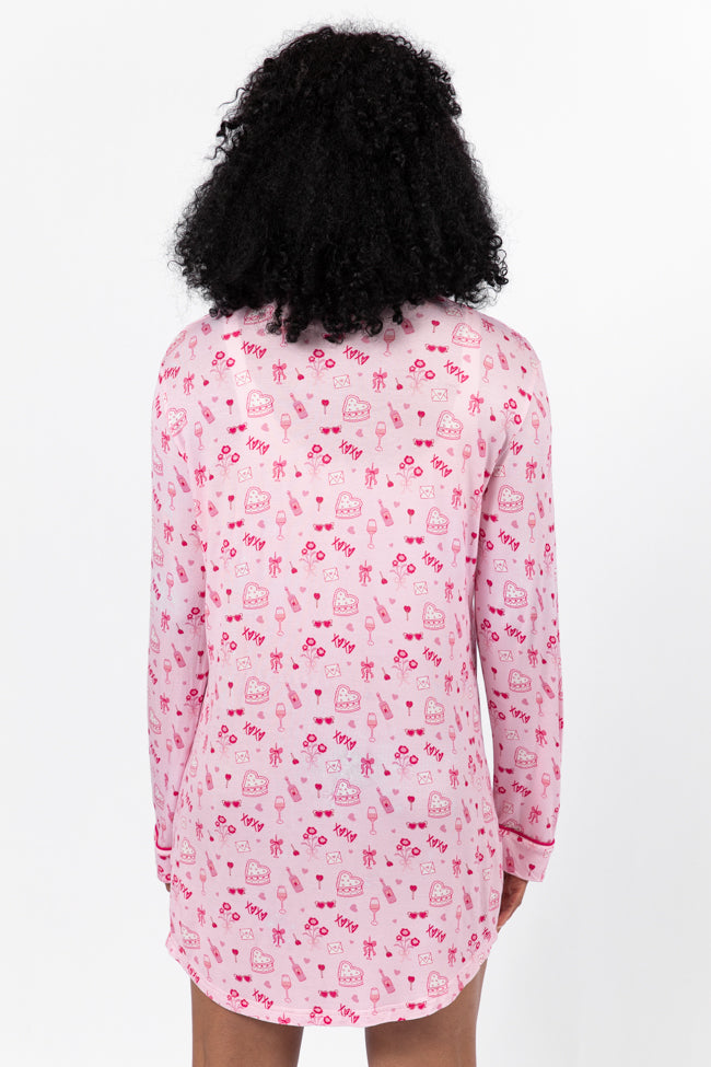 Valentine's Day Pajama Dress for Women - Cozy Sleepwear with Heart Print - Perfect for Romantic Nights & Sleepovers (Final Sale)