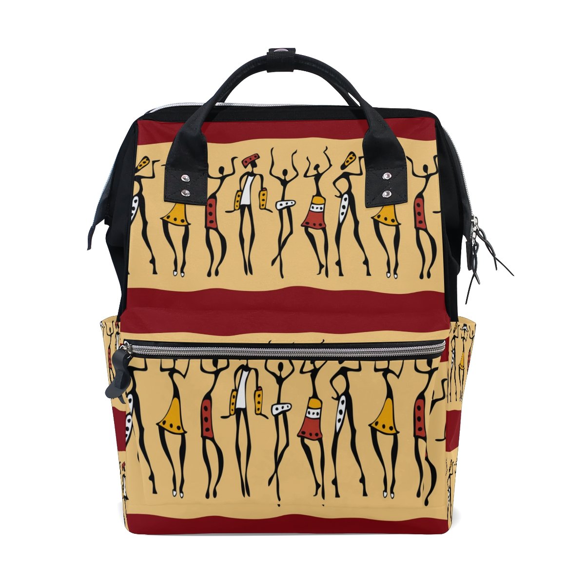 WOZO African Print Women's Dancer Multi-Functional Diaper Backpack - Stylish Travel Bag for Moms, Baby Essentials Organizer & Fashionable Diaper Tote for Outings, Shopping & Family Trips