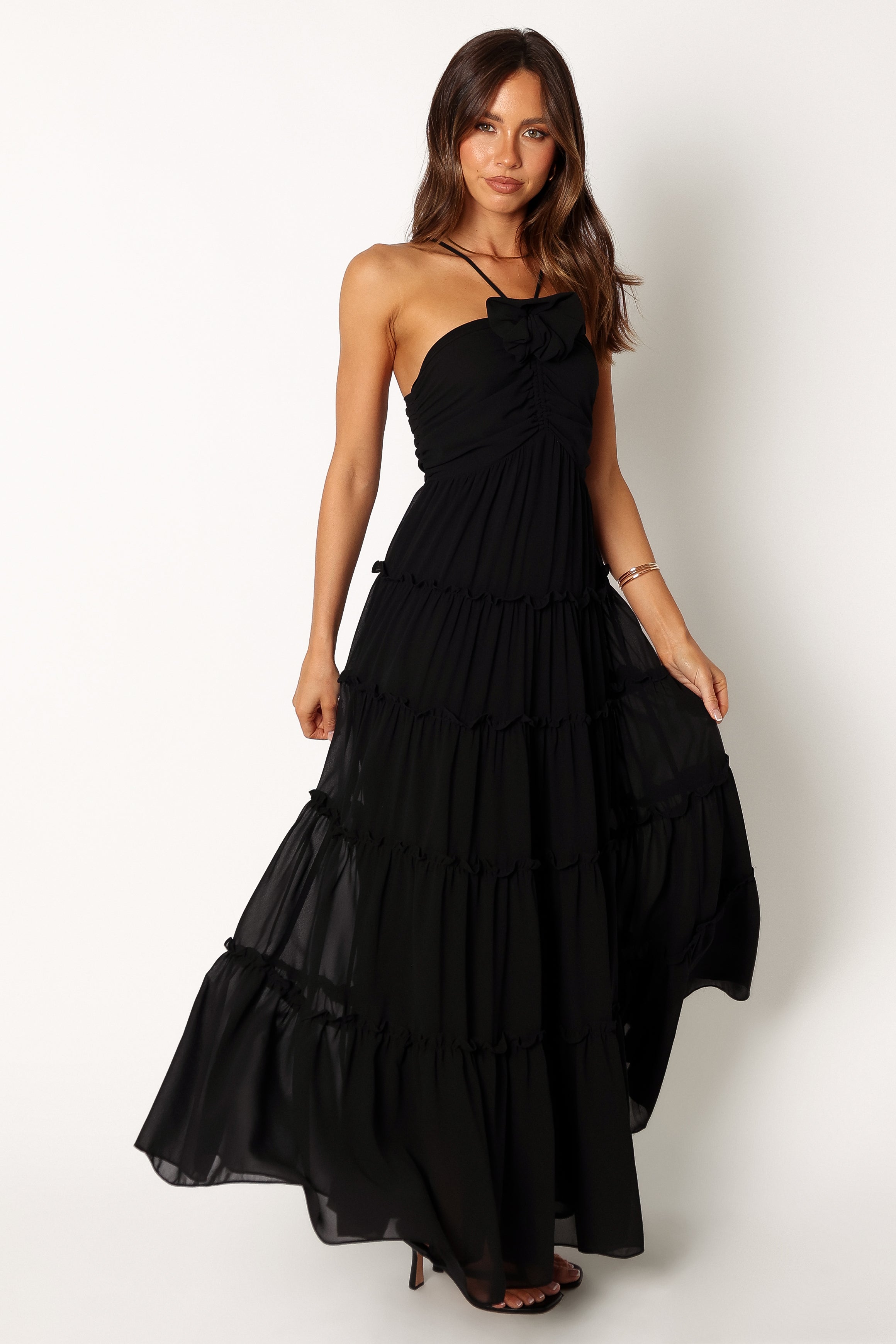 Dottie Halterneck Maxi Dress for Women - Elegant Black Long Summer Dress for Beach, Wedding & Evening Parties