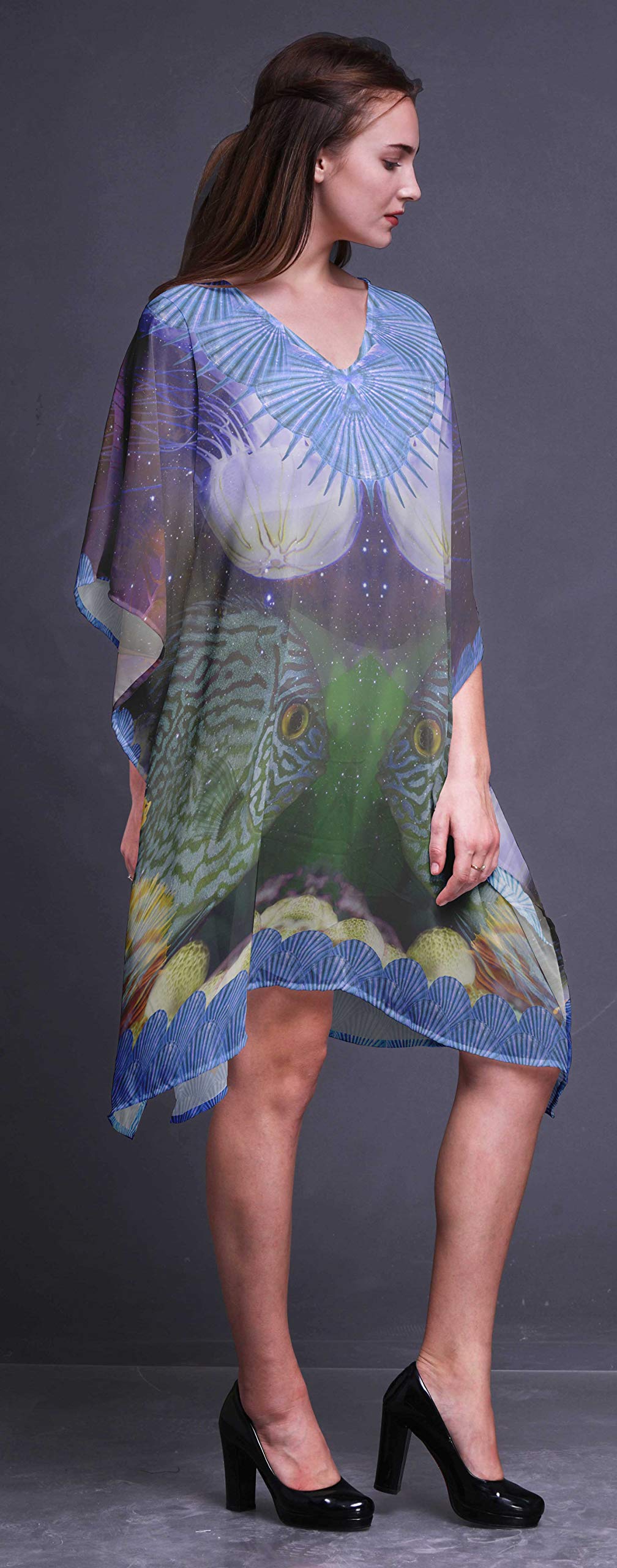 Women's Beach Kaftan Cover Up - Flowy Midi Dress & Bikini Short Caftan for Summer Vacation, Pool Party, and Resort Wear