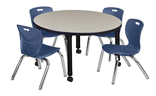 Regency Kee Height Adjustable Mobile Classroom Table with 4 Chairs - 42