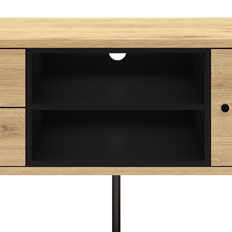 Modern PUNTO Entertainment TV Stand - 1.5M Natural Wood Media Console for Living Room - Perfect for 65 Inch TV, Gaming Setup & Home Theater Organization