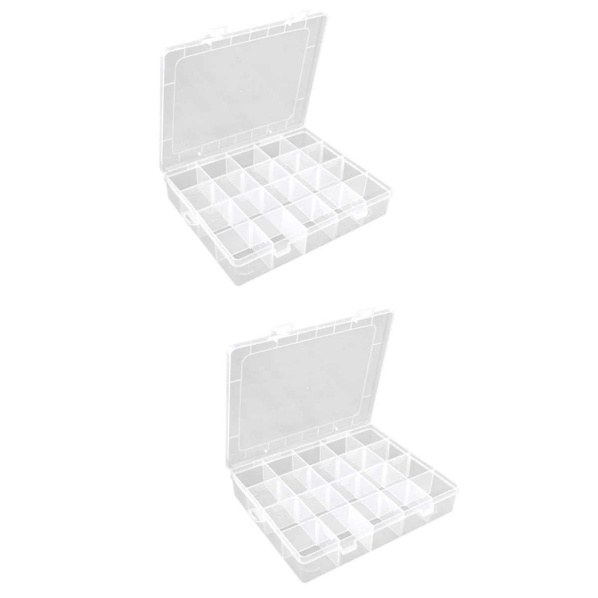 EXCEART 2-Pack 20-Grid Adjustable Plastic Storage Box with Removable Dividers - Organize Hardware, Trinkets, Tools & Small Parts - Perfect for Home, Workshop, Garage & Outdoor Supplies Organization