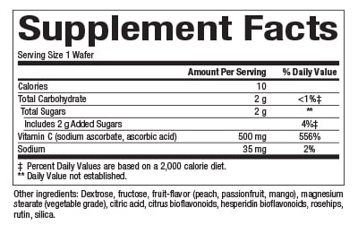 Vitamin C 500mg Chewable Tablets - Natural Fruit Flavor - Immune System Support - Daily Supplement for Adults & Kids - Perfect for Travel, Work & School