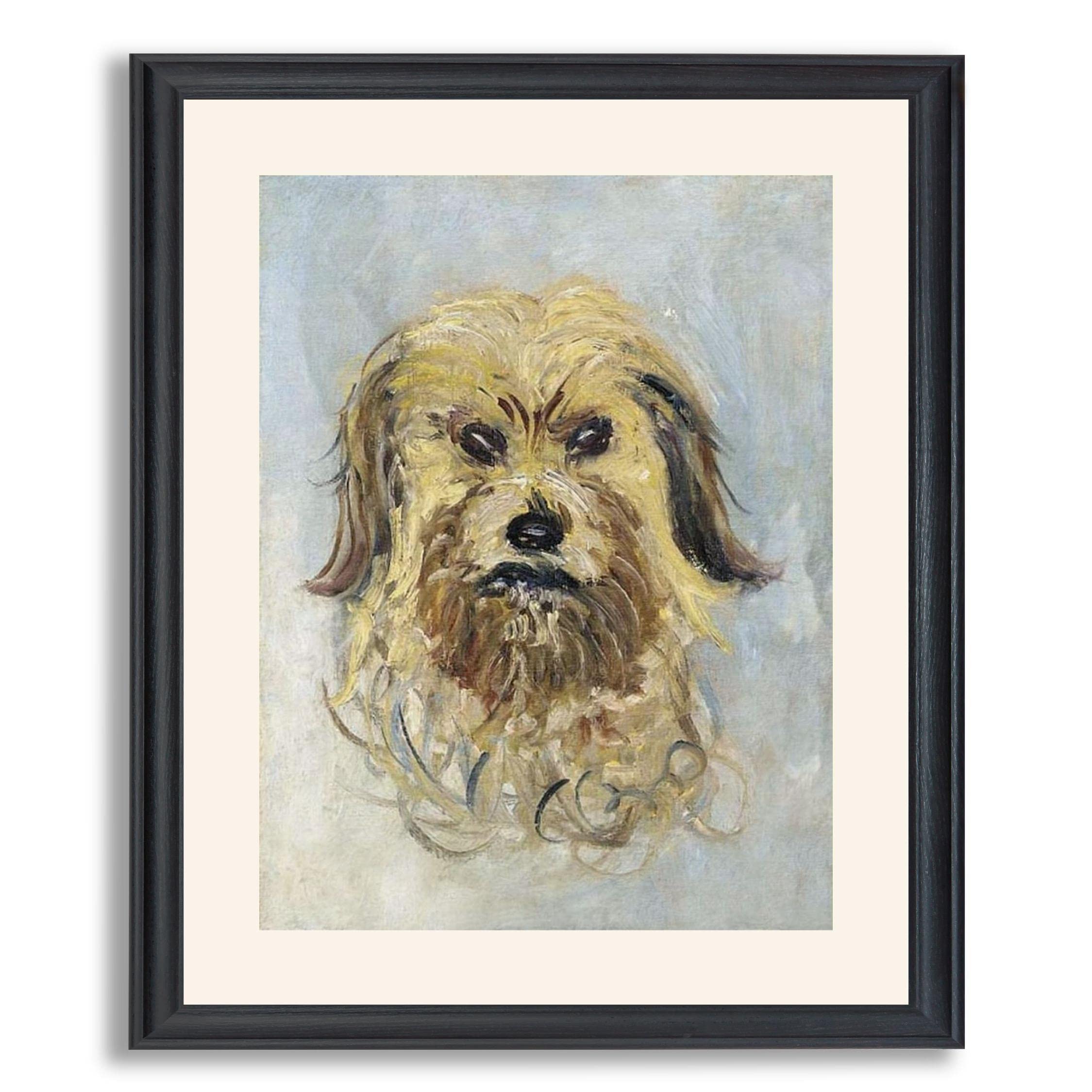 Claude Monet Head of The Dog Framed Print - Premium Fine Art Reproduction Poster in Wood Frame | Wall Art Decor for Living Room, Bedroom & Office | Vintage Painting Gallery Prints for Home Decor