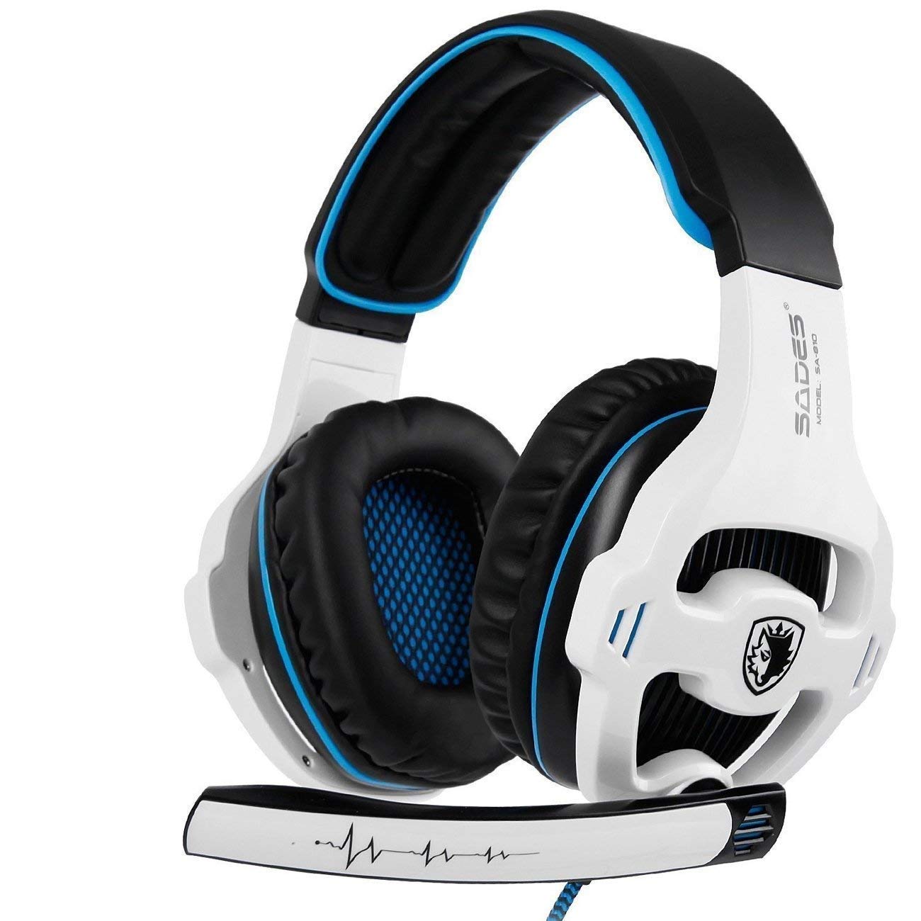 HOUSAI Gaming Headset for Xbox Series X/S, PS5, PS4, PC - Noise Cancelling Over-Ear Headphones with Mic - White - Perfect for Competitive Gaming & Online Chat