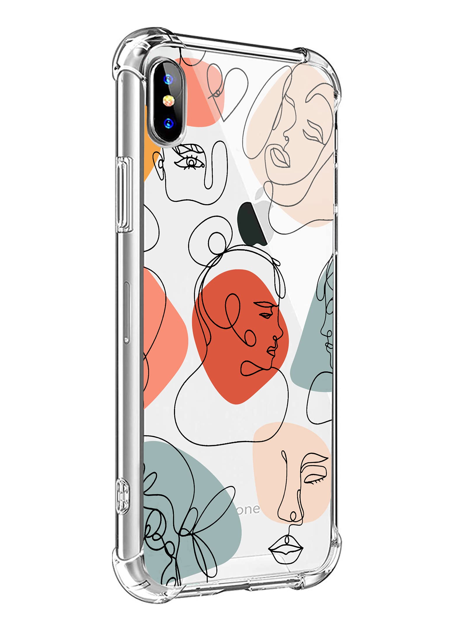 MAYCARI Aesthetic Abstract Face iPhone XR Case - Cool Art Line Pattern Design, Clear TPU Soft Flexible Slim Protective Cover with Anti-Scratch & Shock Absorption | Perfect for Daily Use, Travel, and Gift Giving
