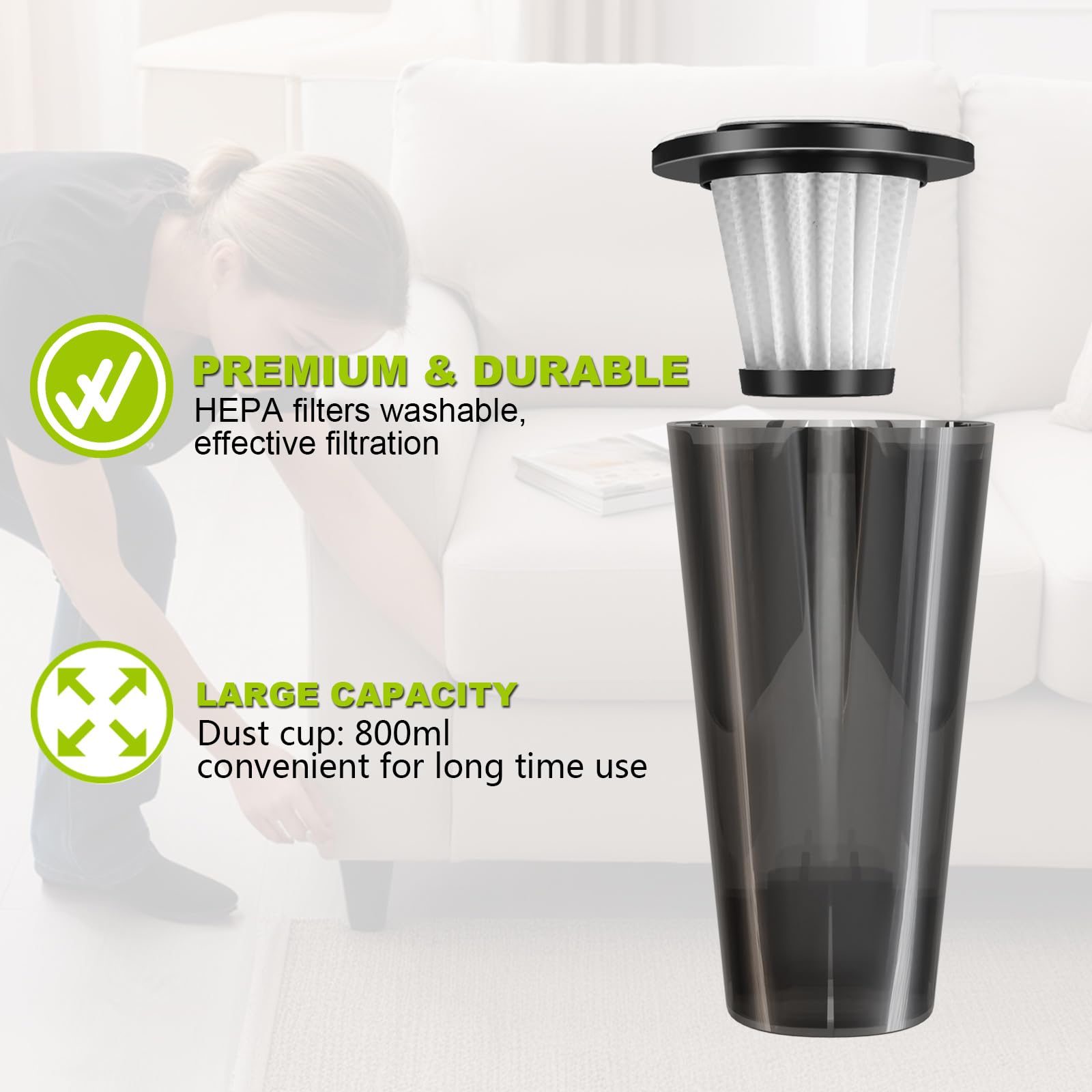 Powerful Cordless Handheld Vacuum Cleaner - Rechargeable, Lightweight & Portable for Cars, Home & Pet Hair | Ideal for Quick Cleanups, Car Detailing & Pet Hair Removal