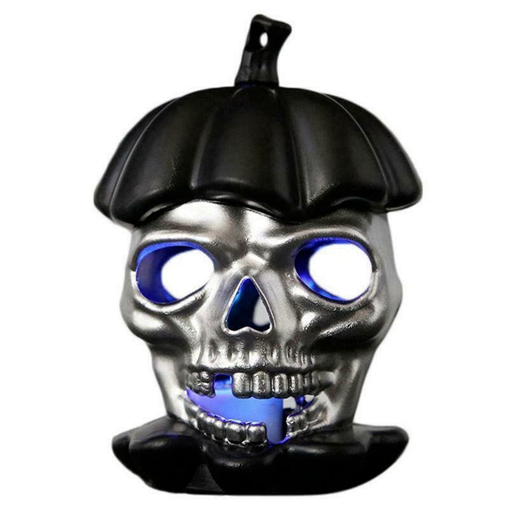 Halloween LED Pumpkin Lamp with Moon & Skull Design - Scary Black Skull Party Decorations for Indoor/Outdoor Halloween Party, Home Decor, and Spooky Night Light