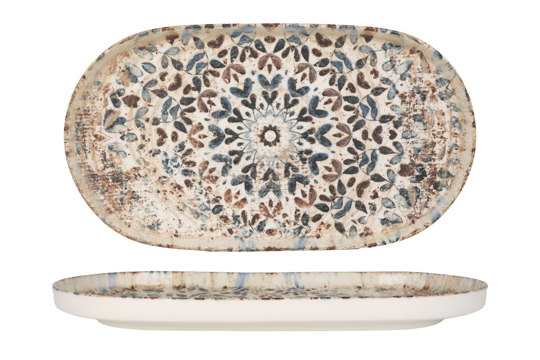 Aztec Ceramic Dinner Plate 31x18 cm - Handcrafted Mexican Style Serving Dish for Parties, Dining & Home Decor