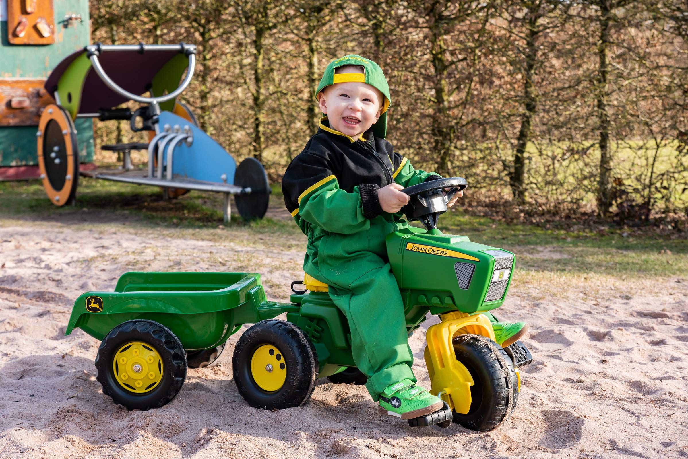 John Deere Tractor-Shaped Tricycle with Sound for Kids - Rolly Toys 052769 - Imported from Germany - Perfect for Outdoor Play and Pretend Farming Fun