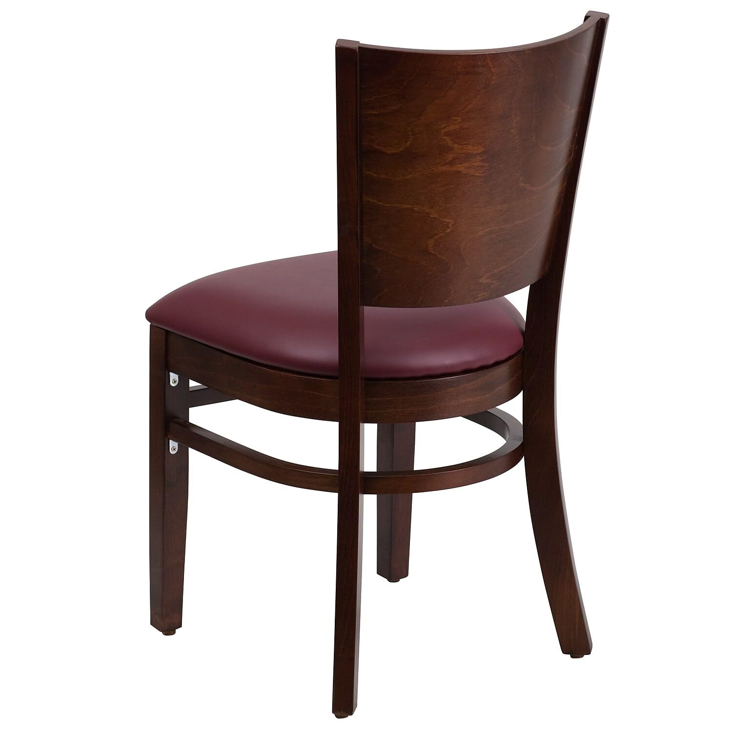 Flash Furniture 2-Pack Lacey Series Solid Back Walnut Wood Restaurant Chairs with Burgundy Vinyl Seat - Durable Dining Chairs for Restaurants, Cafes, and Home Kitchens