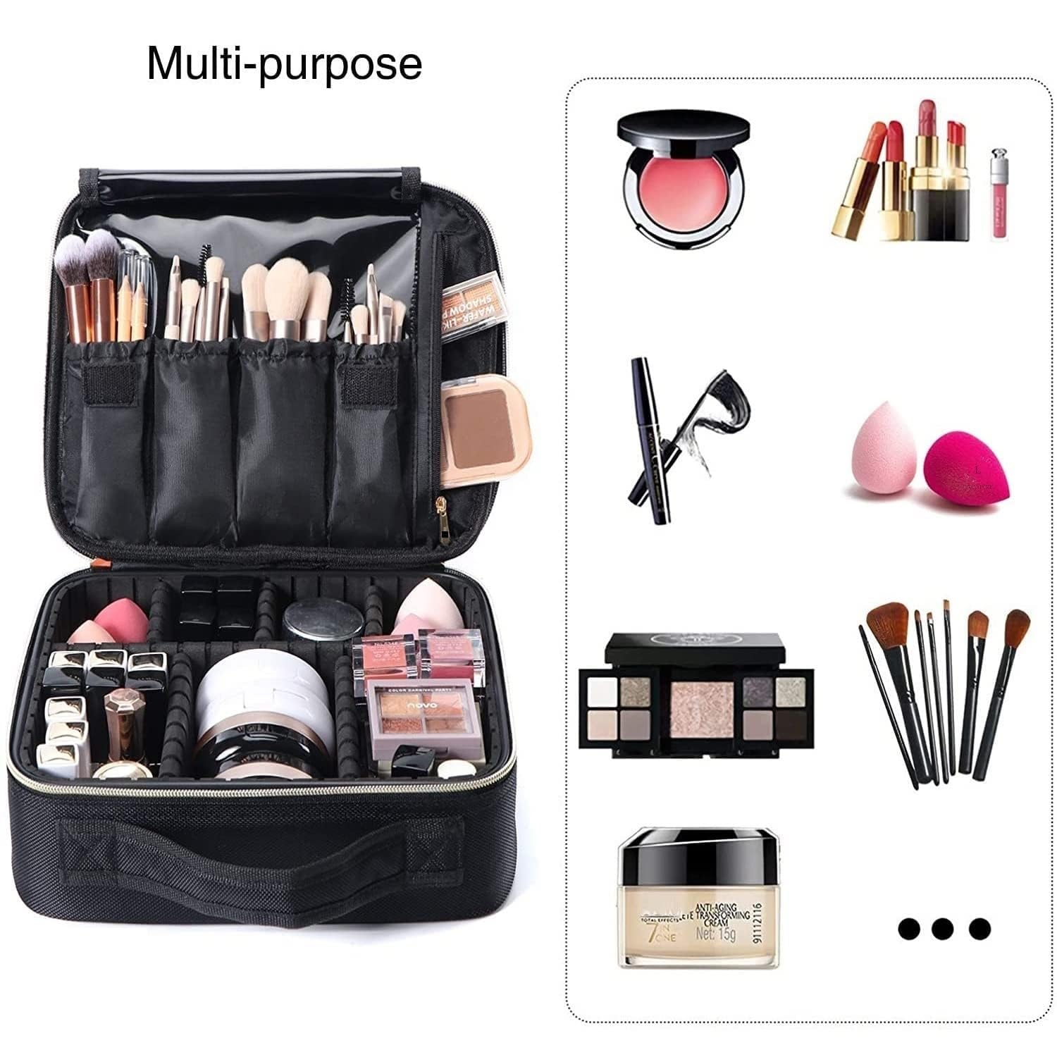 COFIEX Professional Makeup Train Case with Adjustable Dividers - Large Cosmetic Organizer for Women, Travel-Friendly Makeup Storage Bag for Brushes, Toiletries & Accessories - Perfect for Makeup Artists, Beauty Enthusiasts & On-The-Go Touch Ups - Great for Travel, Salon Use & Professional Makeup Kits