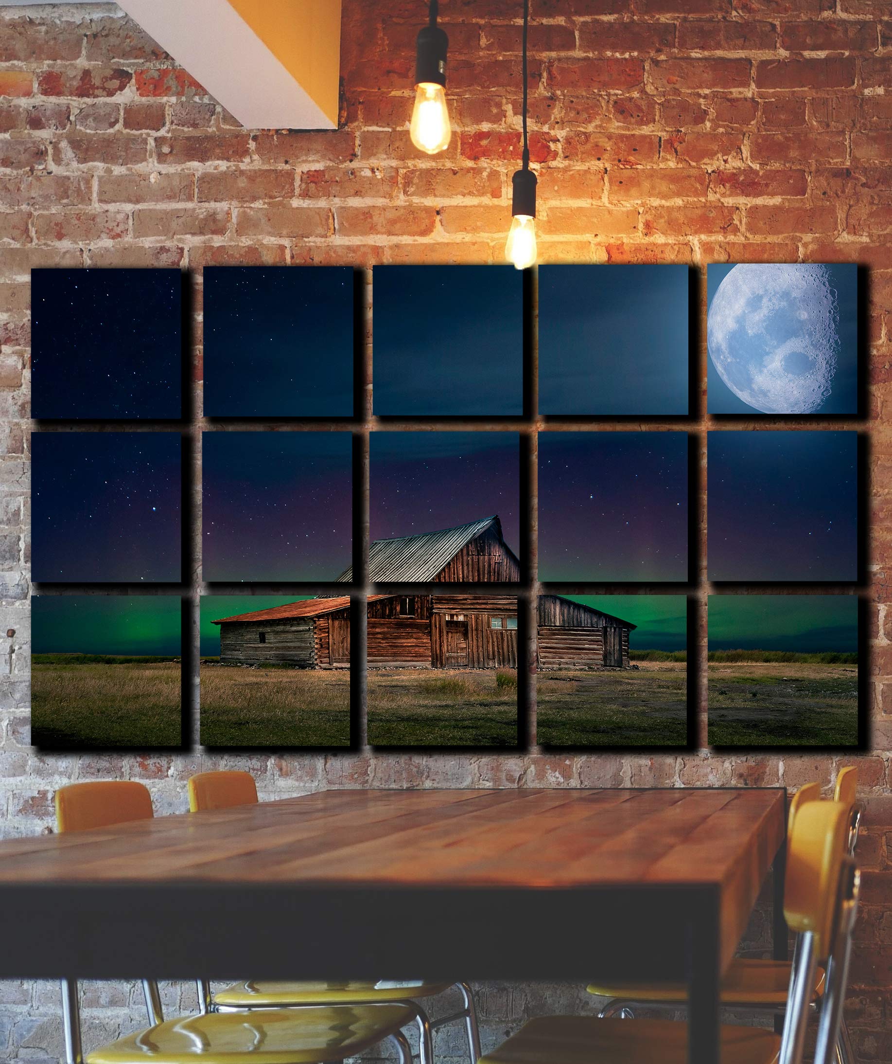 15-Piece Moon Sky Wall Art Canvas Print Set - Nature Themed Northern Lights Painting Decor for Living Room & Bedroom (30x50 Inches) | Perfect for Home, Office & Gift Giving