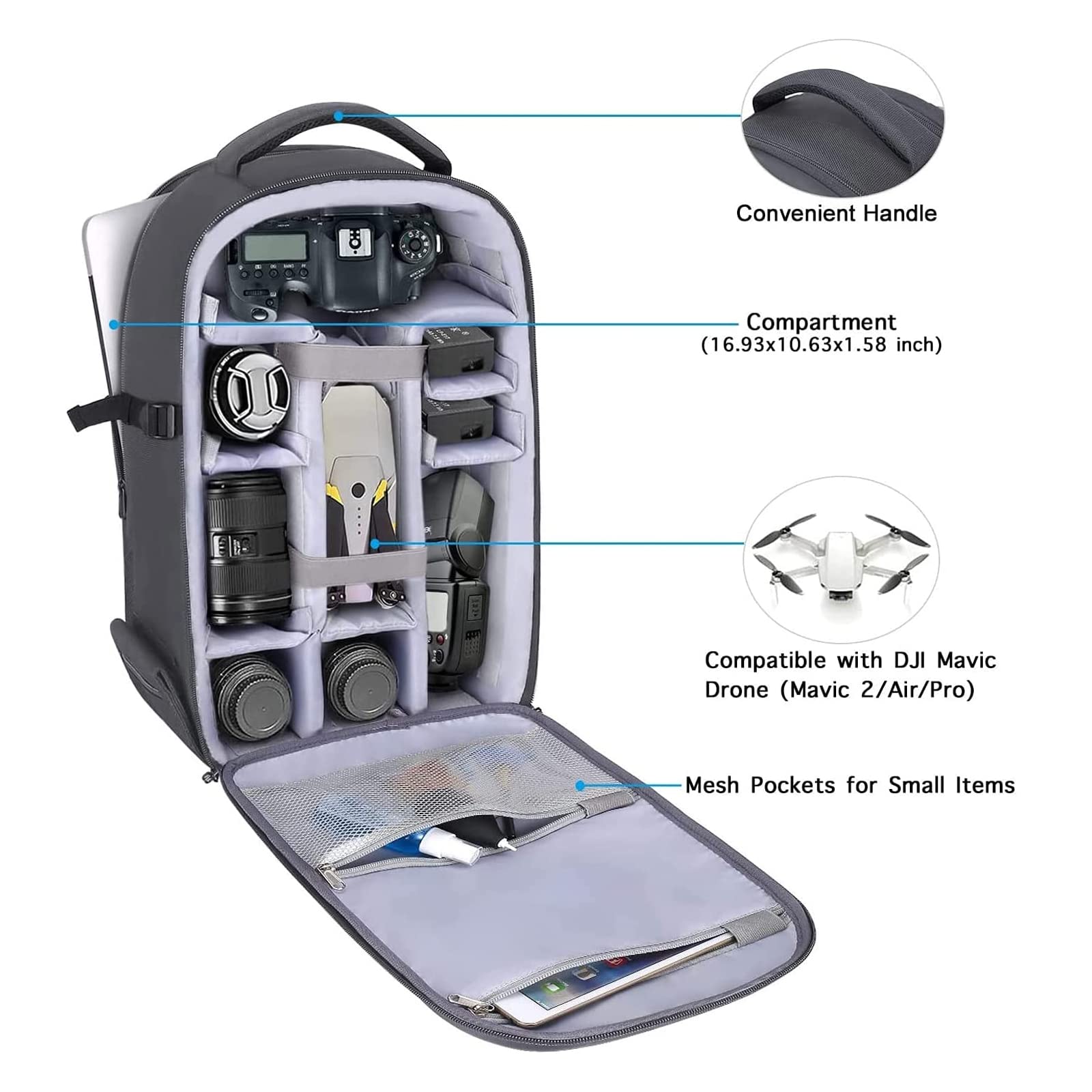 MOSISO Waterproof DSLR Camera Backpack 15-16 Inch - Hardshell Case for Canon Nikon Sony Mirrorless Cameras with Tripod Holder & Laptop Compartment (Gray) - Perfect for Travel Photography & Outdoor Adventures