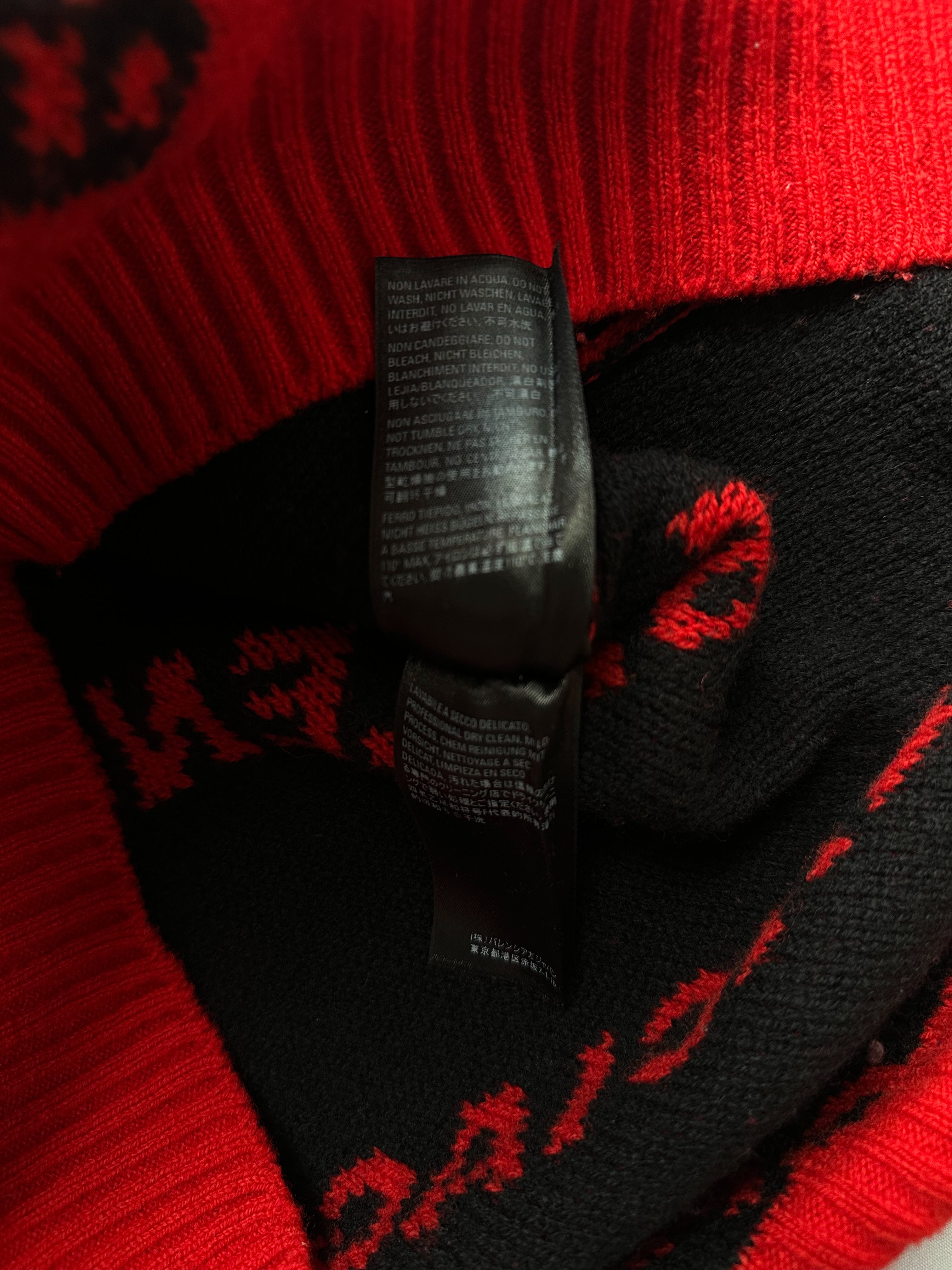 Balenciaga Red & Black All Over Logo Knit Sweater for Men & Women | Trendy Oversized Pullover | Perfect for Winter Fashion & Casual Outfits