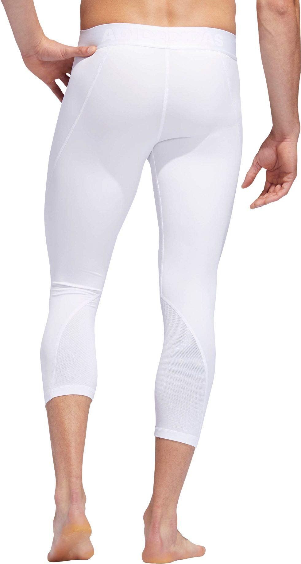 adidas Men's Alphaskin Sport Length Tights - White - Compression Workout Pants for Running, Training & Gym - Moisture Wicking & Breathable Performance Leggings