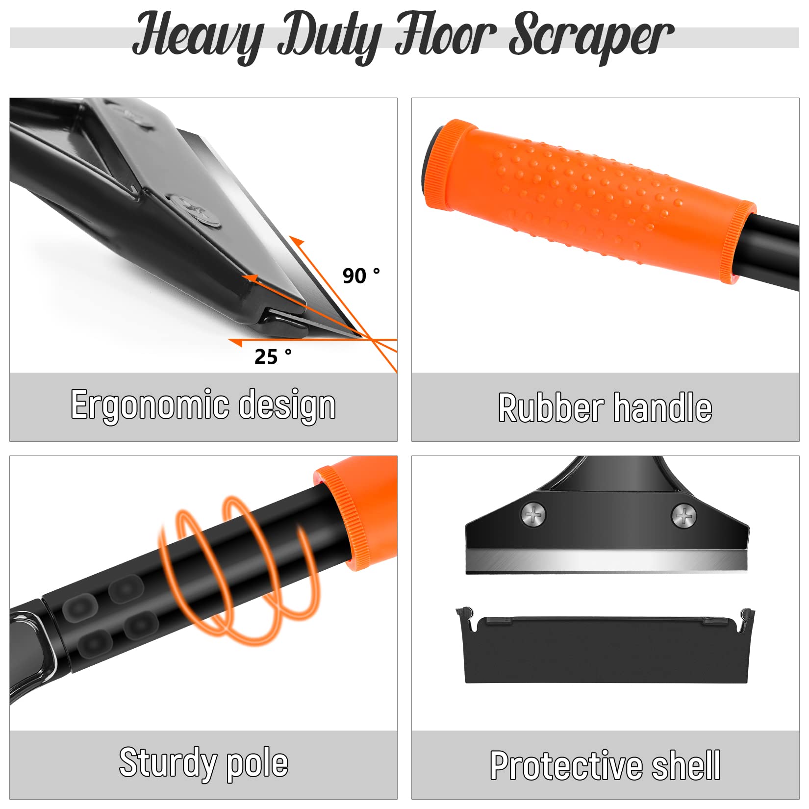 DIYSELF Razor Blade Scraper Tool - Heavy Duty Stainless Steel Window, Tile & Floor Cleaner - Perfect for Glass, Stove Top, Cooktop, Oven, Aquarium - Removes Paint, Decals, Stickers, Gum & Glue - Ideal for Home Cleaning & DIY Projects