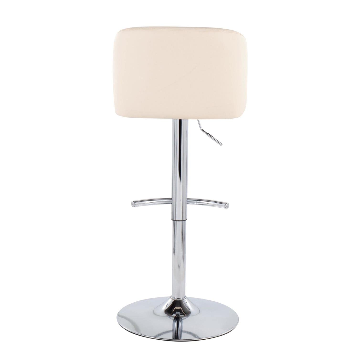 LumiSource Toriano Adjustable Swivel Bar Stool Set of 2 - Chrome Metal Frame with Cream Faux Leather Seat - Perfect for Kitchen Island, Home Bar & Dining Counter