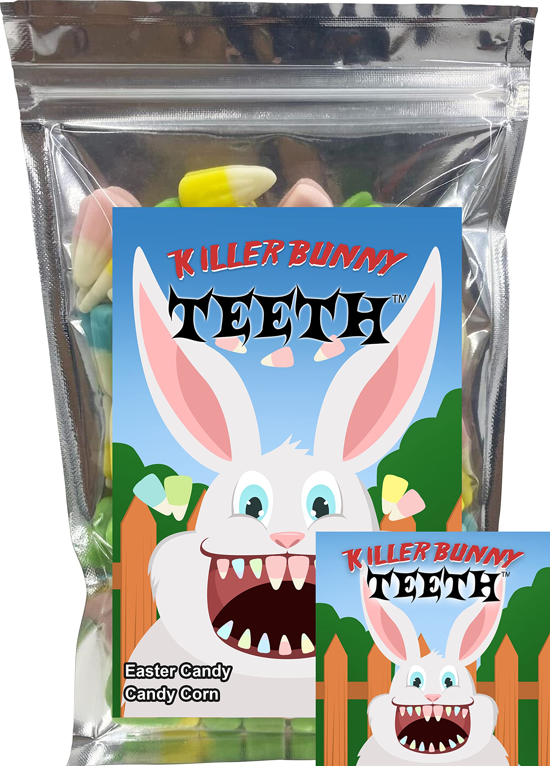 Funny Killer Bunny Teeth Pastel Candy Corn - Unique Easter Basket Gag Gift for Birthday Parties, Girls, Boys & Teens (7oz) - Perfect for Halloween Pranks, Easter Treats & Birthday Surprises