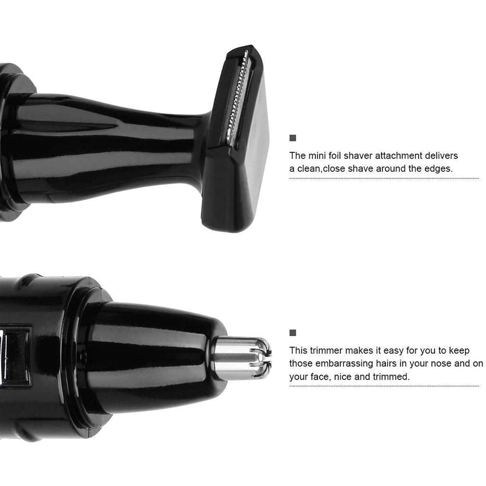 3-in-1 USB Rechargeable Nose & Ear Hair Trimmer for Men - Painless Waterproof Grooming Tool with Dual Edge Blades for Easy Cleaning (Black) | Perfect for Travel, Home & Personal Care Routine