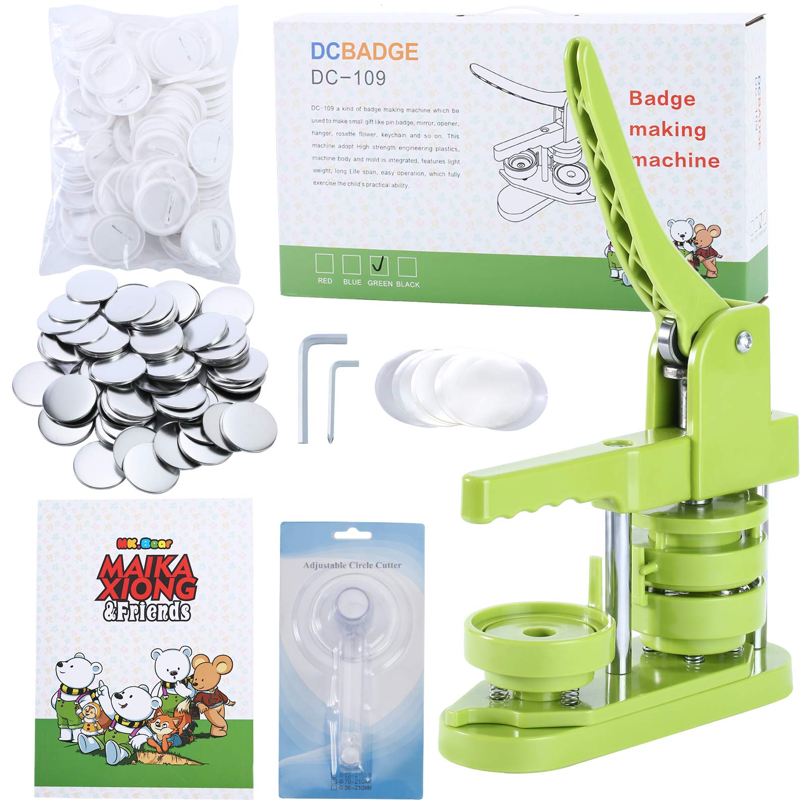 58mm (2.25 inch) DIY Button Maker Machine - No Installation Required, Includes 100pcs Button Supplies, Circle Cutter & Magic Book - Perfect for Custom Pins, Badges, Promotional Items & Craft Projects