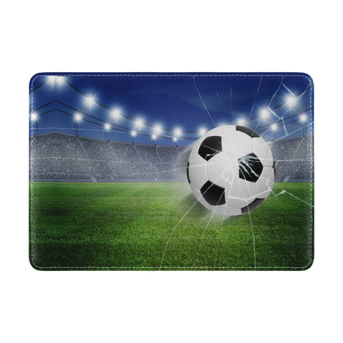 Premium Leather Passport Holder for Men - Soccer Themed Travel Wallet Case with RFID Protection - Perfect Gift for Business Trips & Vacations
