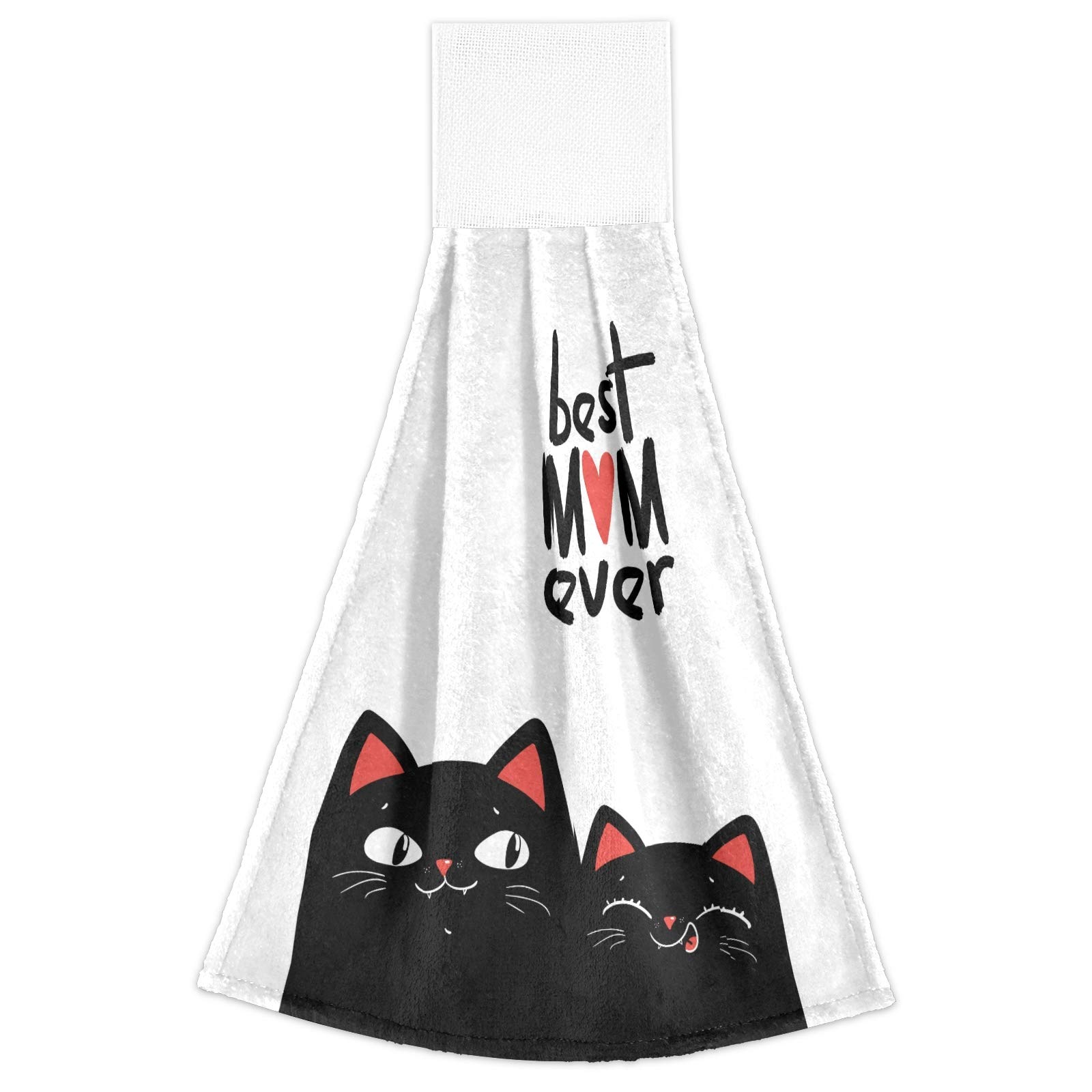 **2 Pack Cute Black Cat Hand Towels with Loops - Absorbent Kitchen & Bathroom Towels for Washing Dishes, Drying Hands - Perfect Mother's Day Birthday Gift**