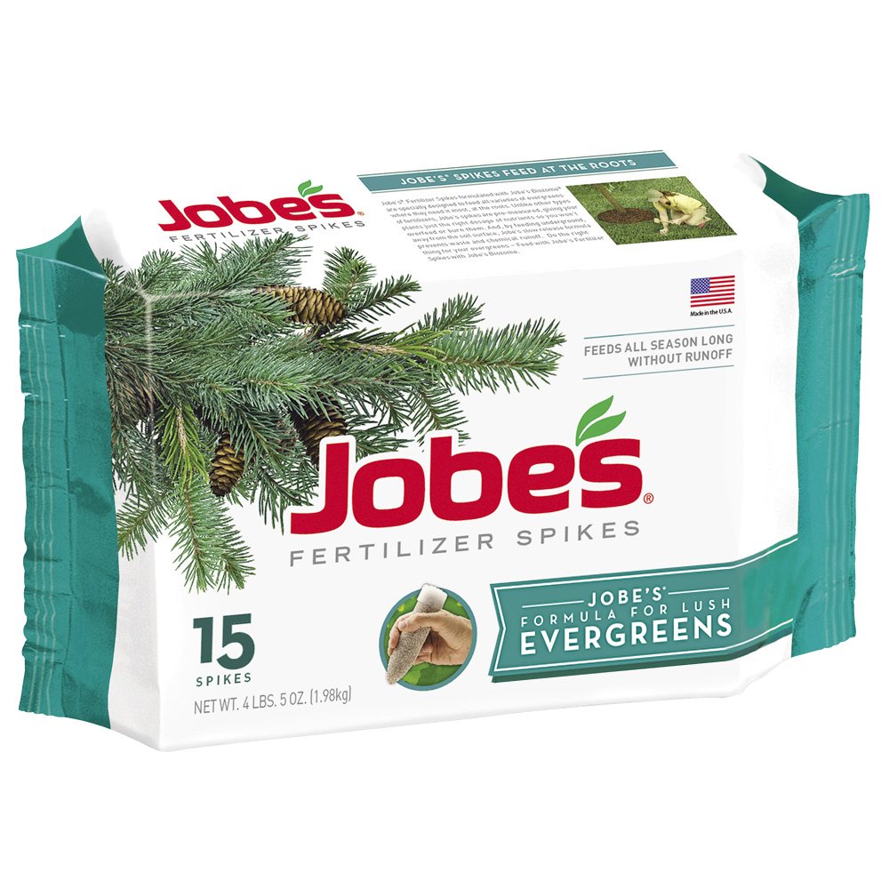 Jobe's Evergreen Tree Fertilizer Spikes - 15 Count | Slow-Release Plant Food for Cypress, Juniper & Magnolia Trees | Perfect for Landscaping & Garden Care