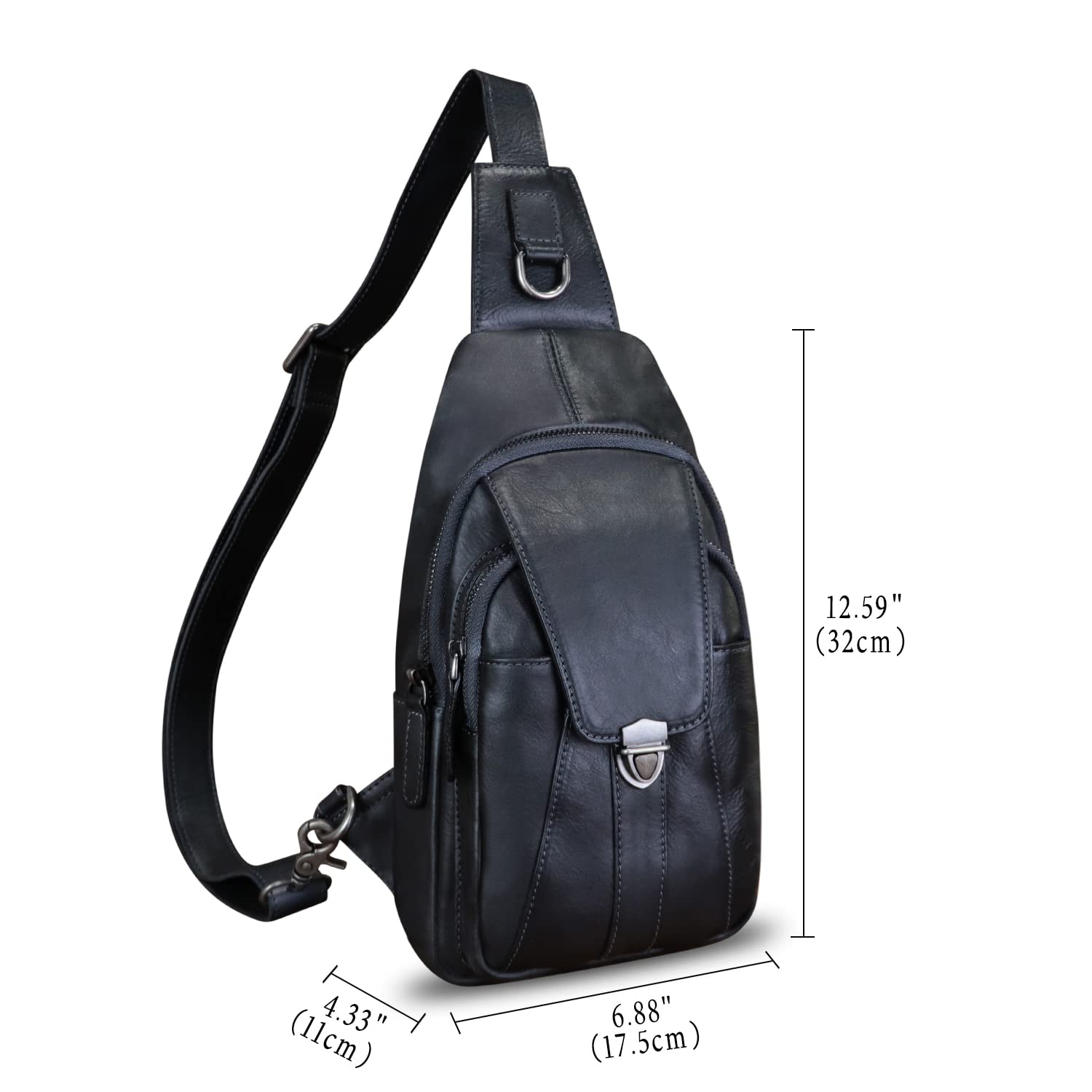 LRTO Genuine Leather Sling Bag for Women & Men - Handmade Vintage Crossbody Backpack, Hiking Daypack - Perfect for Travel, Hiking & Daily Use