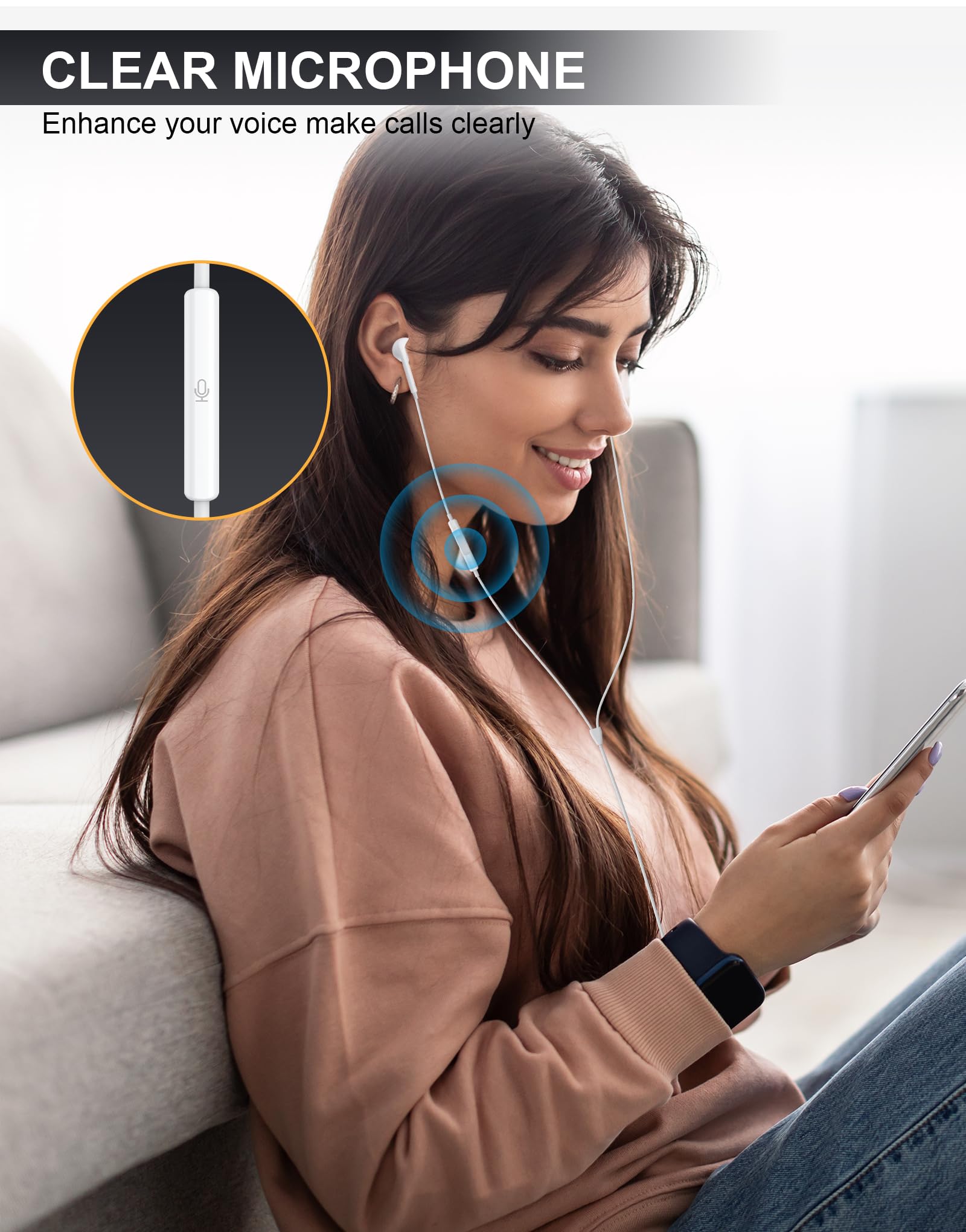 MFi Certified USB C Headphones for iPhone - Wired Earbuds with Built-in Mic, HiFi Stereo & Noise Cancelling - Compatible with iPhone 15/16 Pro Max, Samsung S24/S23/S22, Pixel & Android Devices - Perfect for Commuting, Workouts & Online Meetings