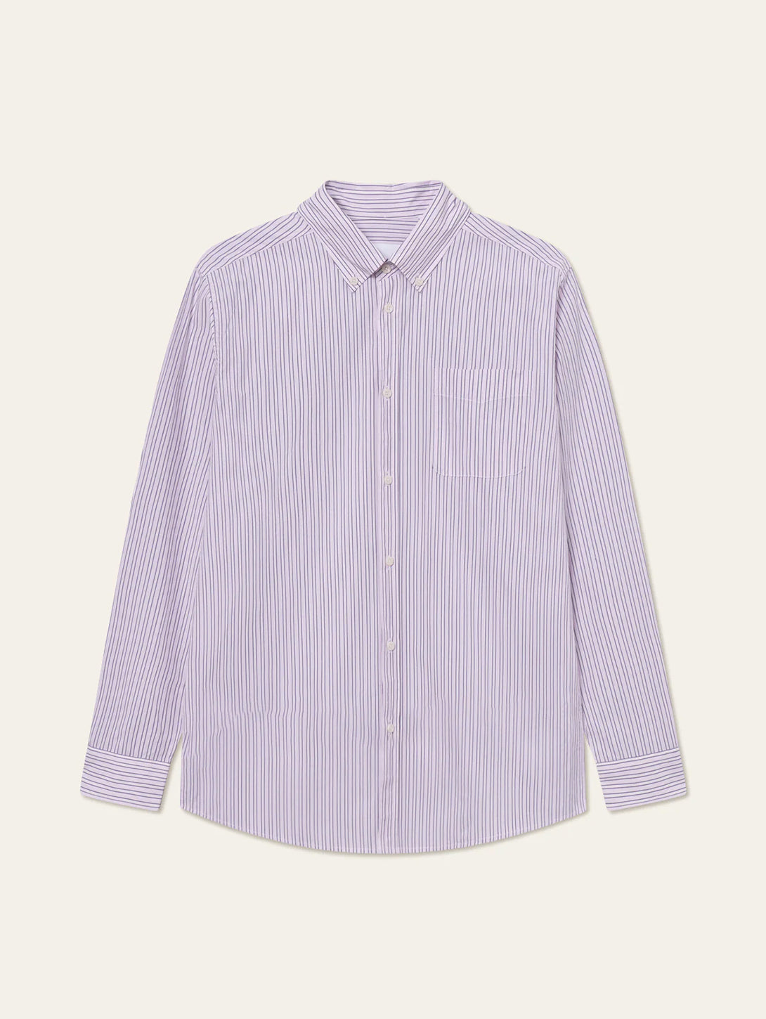 Kent Stripe Poplin Shirt for Men - Soft Peach Whip Color, Casual Button Down Shirt for Office, Date Night & Summer Outfits