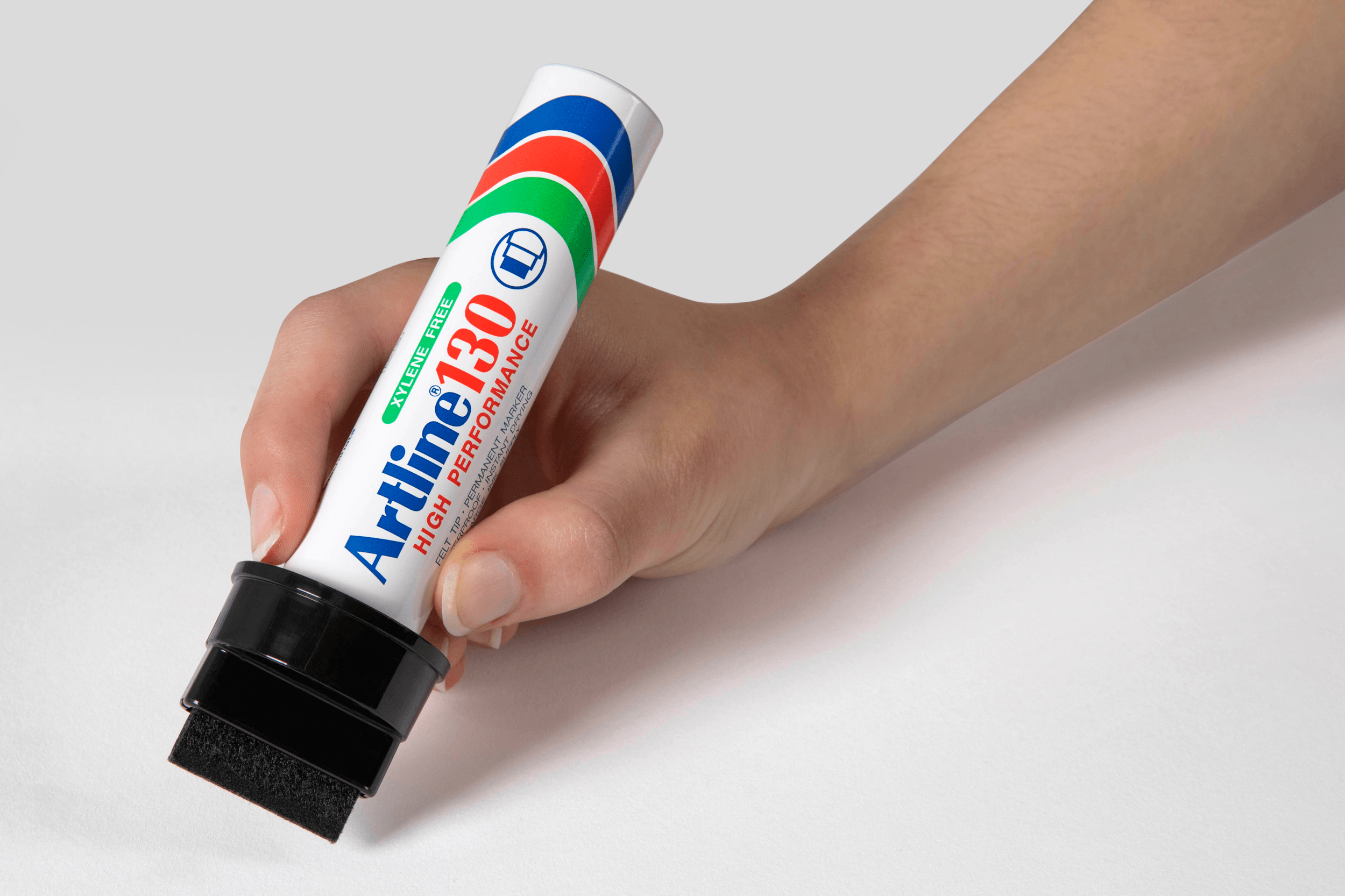Artline 130 Permanent Marker - 30mm Wedge Nib, Black Ink, Pack of 6 - Ideal for Office, School & Industrial Labeling