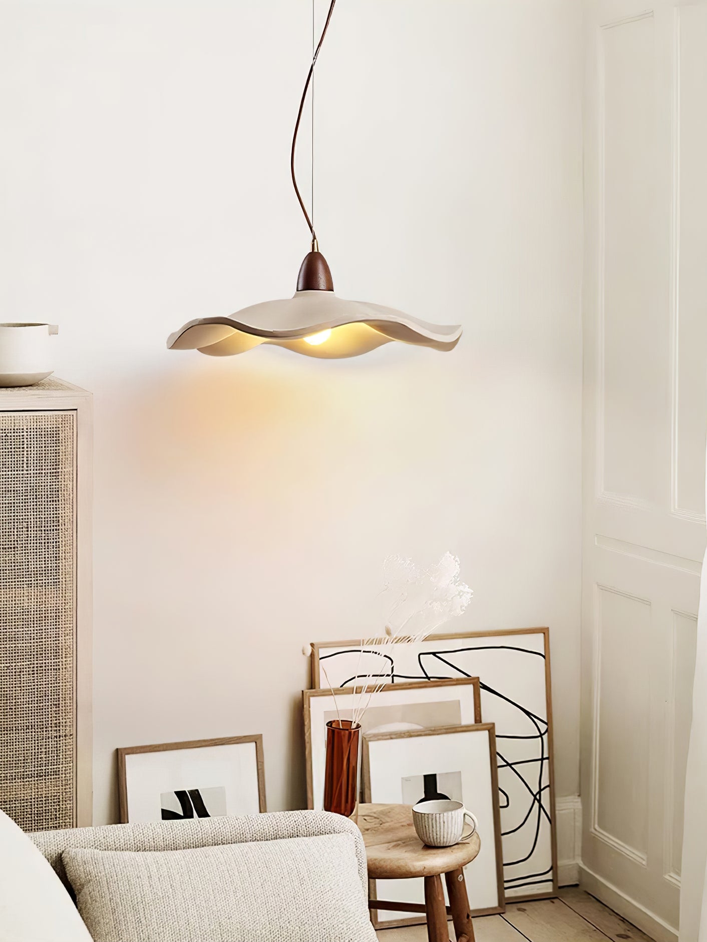 Modern Cement Wave Pendant Light - Industrial Style Hanging Lamp for Kitchen Island, Dining Room & Living Room Decor