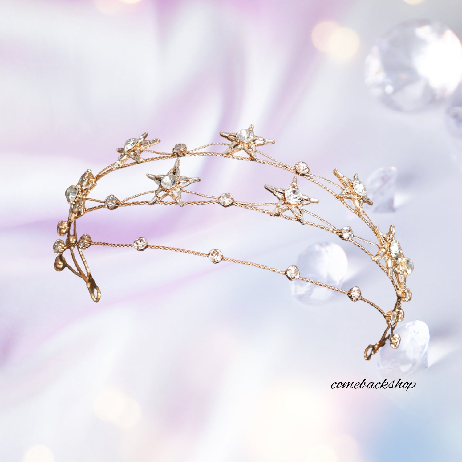 Elegant Halo Crown with Stars - Goddess Tiara Headband for Women, Boho Bridal Wedding Headpiece - Perfect for Bridal Showers, Bachelorette Parties & Festival Accessories