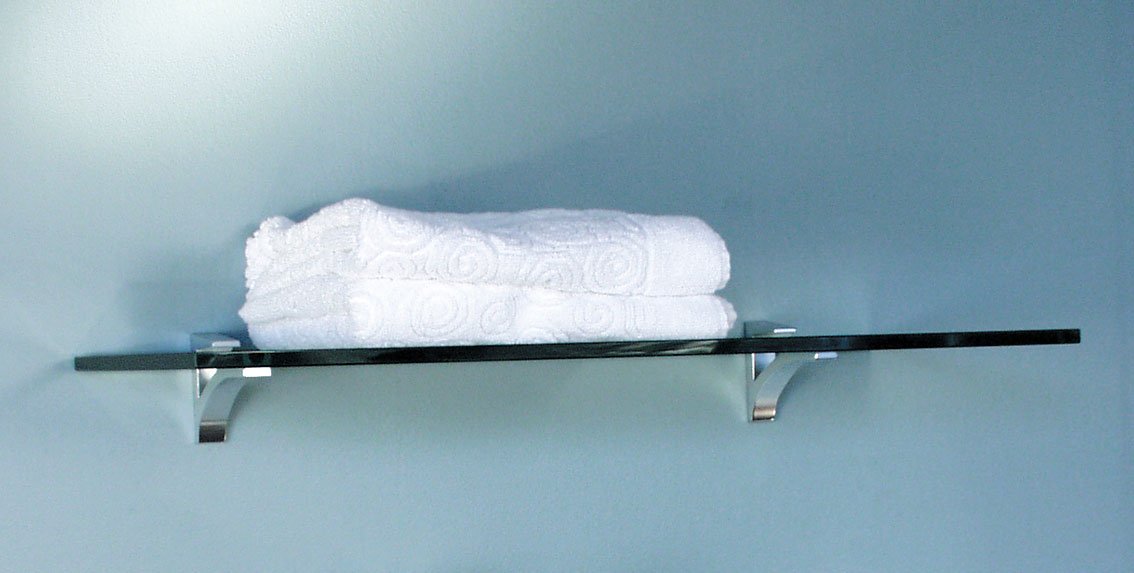 10x36 Inch Glass Wall Shelf with Frosted Chrome Hardware - Clear Tempered Glass for Bathroom, Kitchen, or Living Room Storage - 36