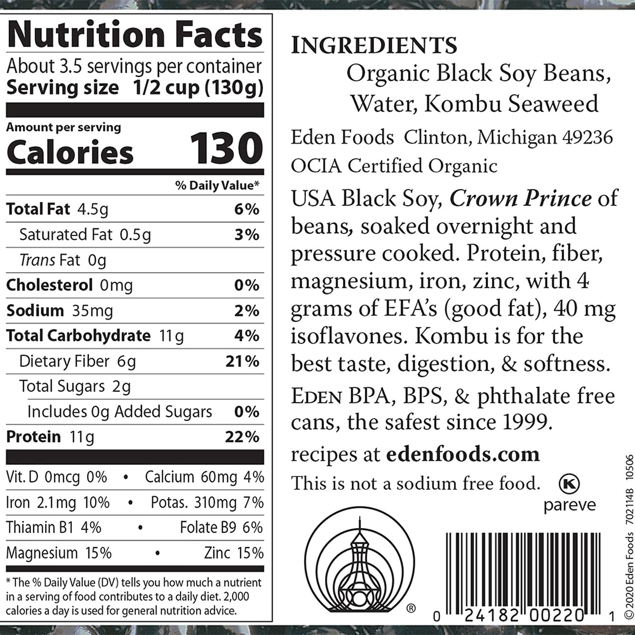 Organic Black Soybeans - 15 oz Can | Non-GMO, Gluten Free, Vegan & Kosher Certified | High Protein, No Salt Added | USA Grown | Ready to Eat | Perfect for Salads, Soups, Stews & Healthy Meal Prep