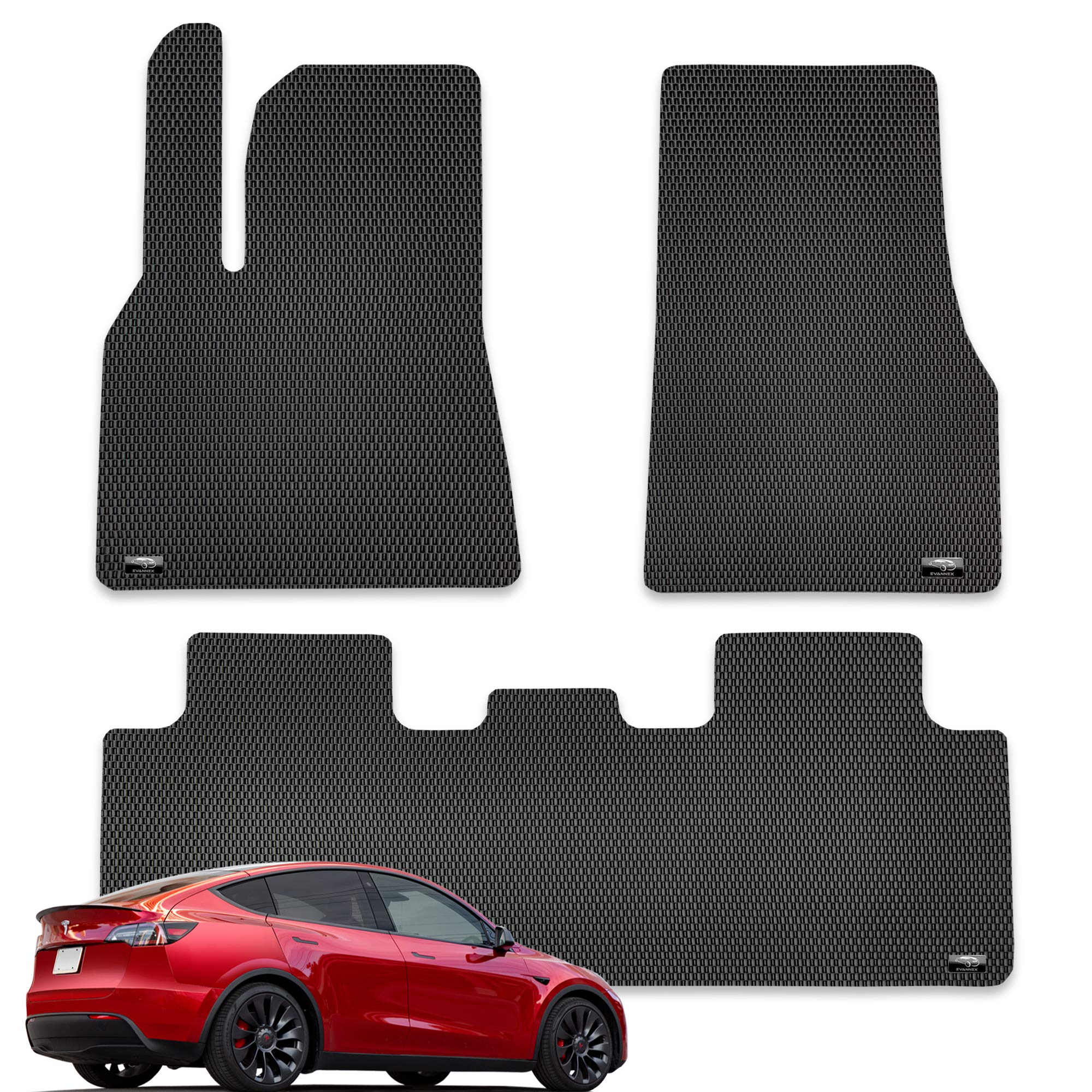 Premium EVANNEX All-Weather Floor Mats for Tesla Model Y - Heavy Duty Complete Set - Perfect for Road Trips, Daily Commutes & Outdoor Adventures